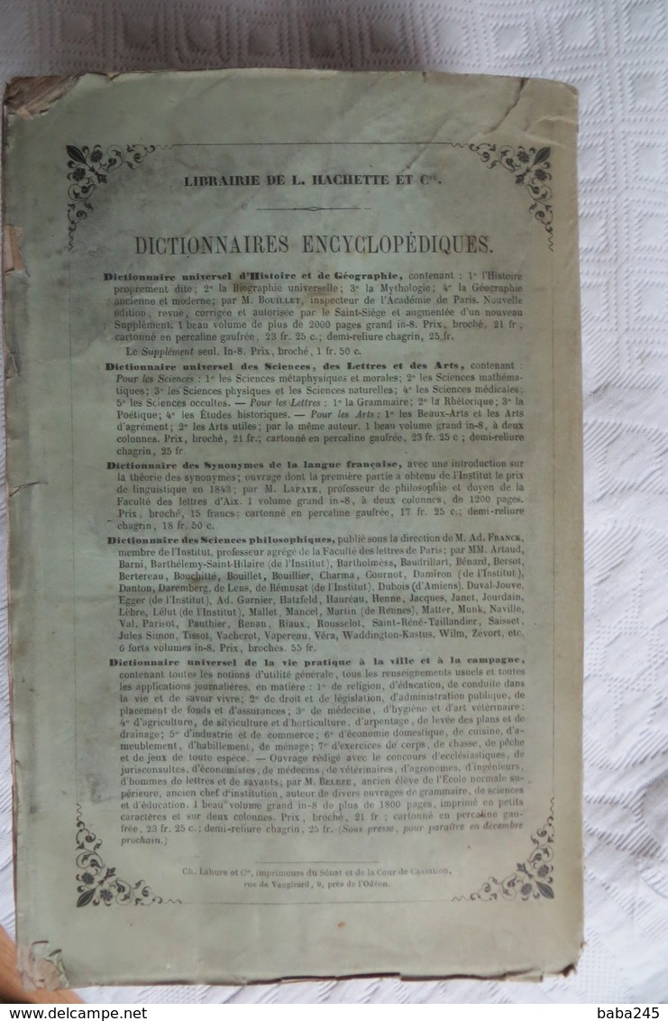 Dictionnaire Universel Des Contemporains Contenant Toutes Les Personnes Notables De France Et Des Pays Etrangers 1858 - Dictionnaires