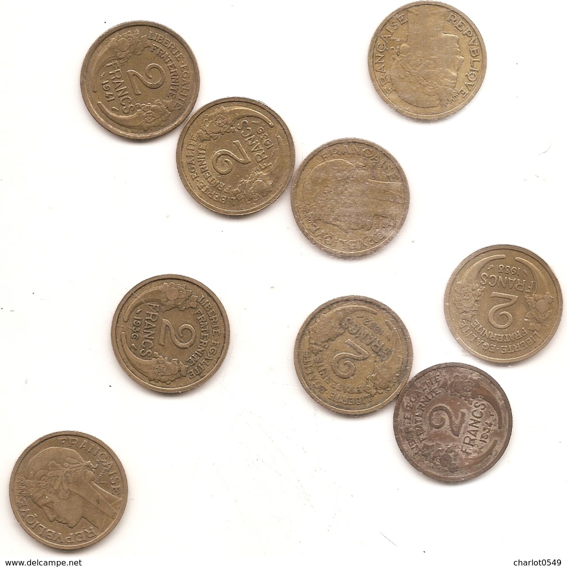 9 Pieces De 2 Francs MORLON BRONZ ALU  Voir Detail En Dessous - Autres & Non Classés