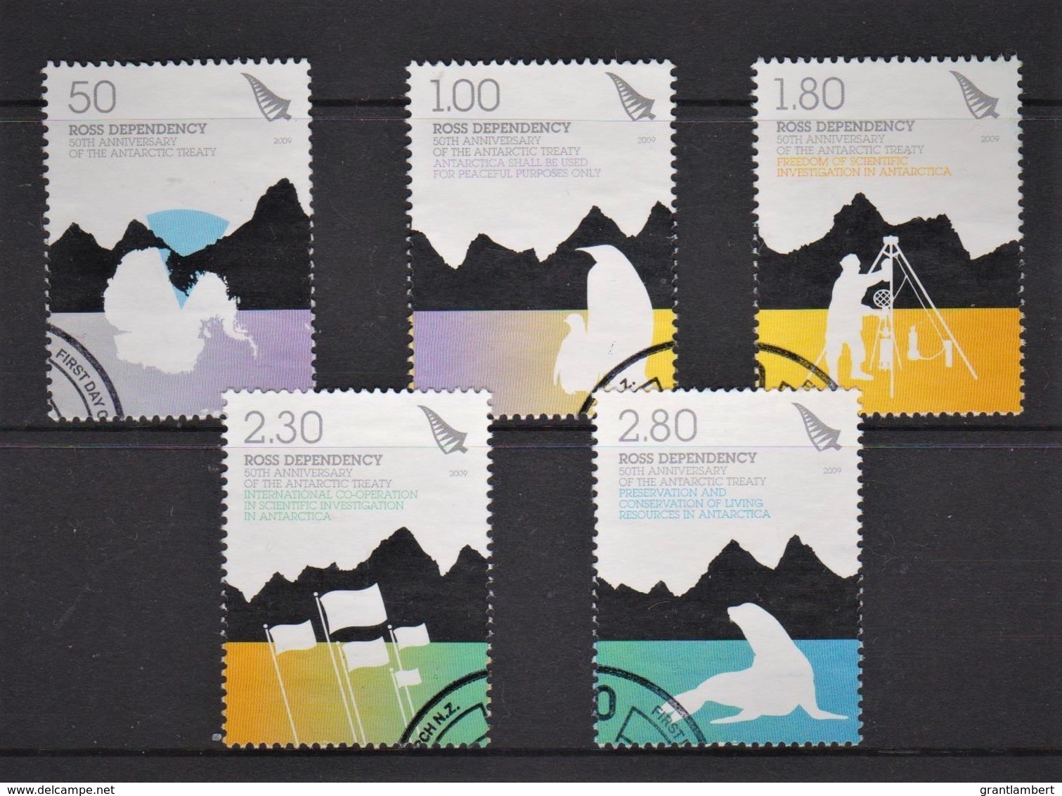 Ross Dependency 2009 Antarctic Treaty 50th Anniversary Set Of 5 Used - Usados