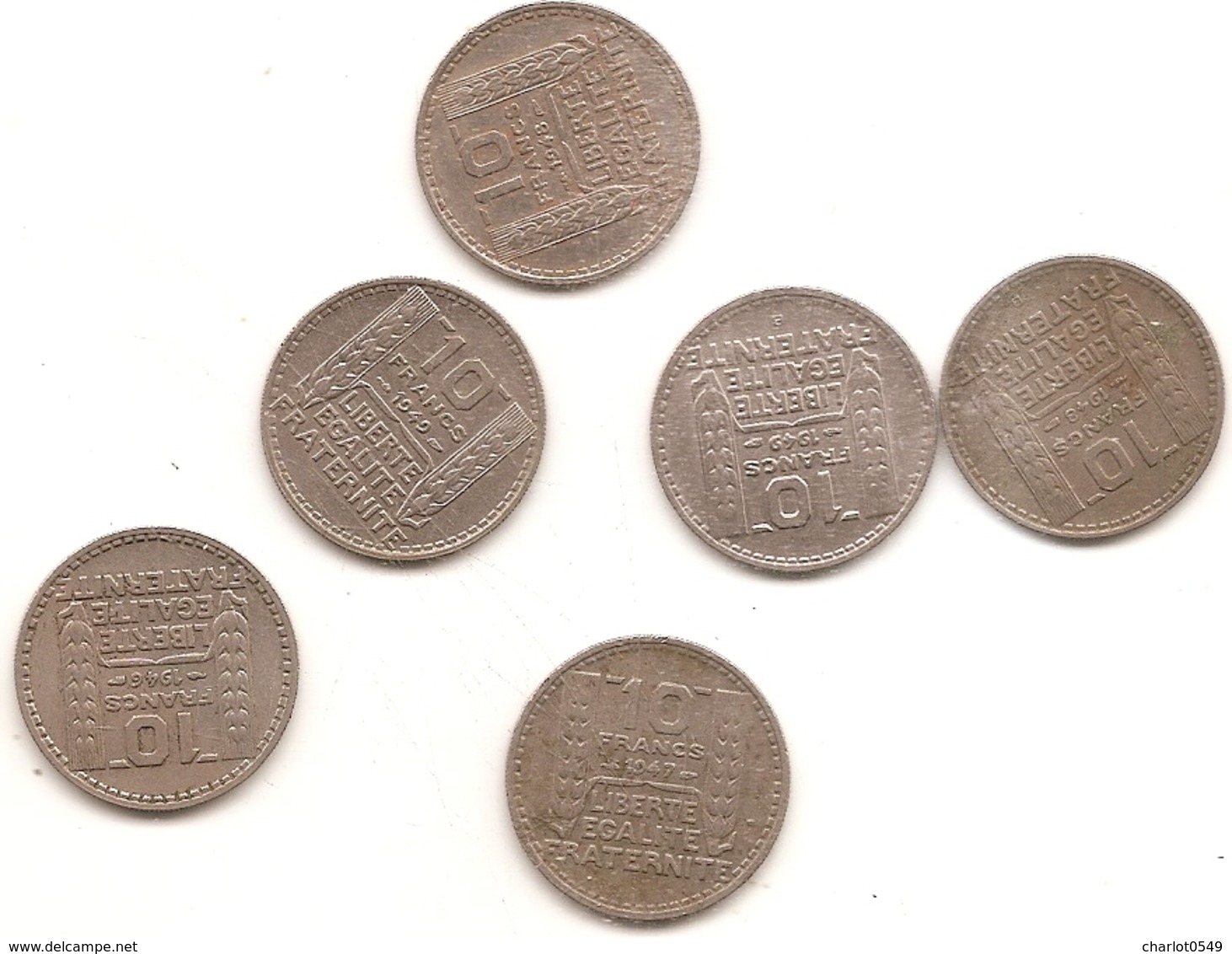 5 Pieces De 10 Francs Turin Petite Tete Plus 1946 Grosse Tete Voir Detail En Dessous - Autres & Non Classés