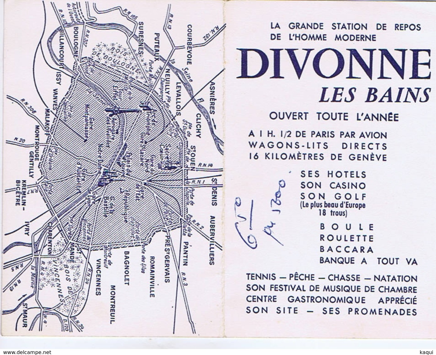 AIN - DIVONNE Les BAINS + Plan Et Métro De Paris - Format 8,50 / 10,50 - Publicités