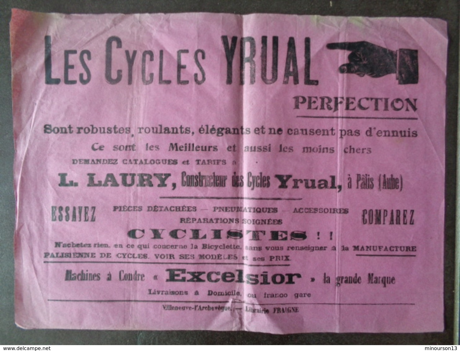 LES CYCLES YRUAL PERFECTION A PALIS ( AUBE ) - L. LAURY, CONSTRUCTEUR - Affiches