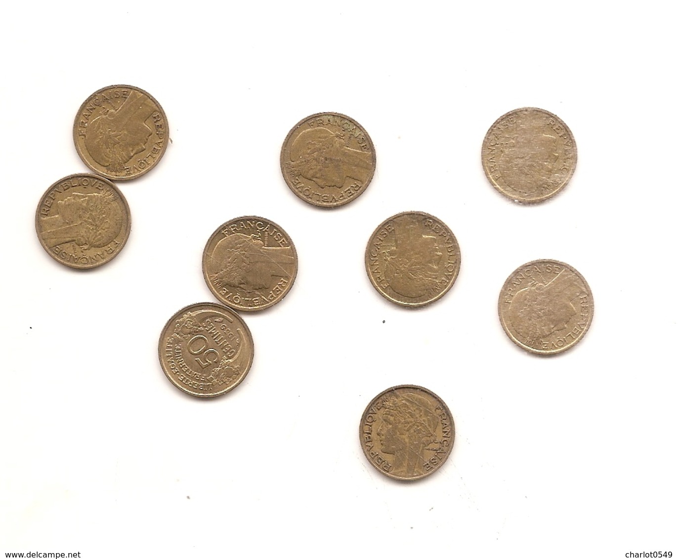 9 Pieces De 50 Centimes  Morlon Bronz Alu Voir Detail En Dessous - Autres & Non Classés