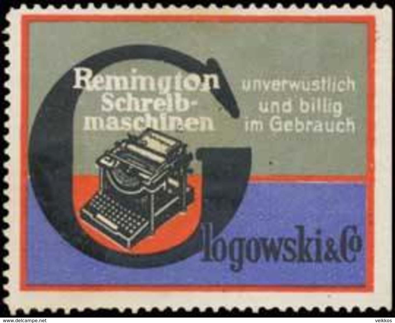 Berlin: Remington Schreibmaschine Reklamemarke - Vignetten (Erinnophilie)