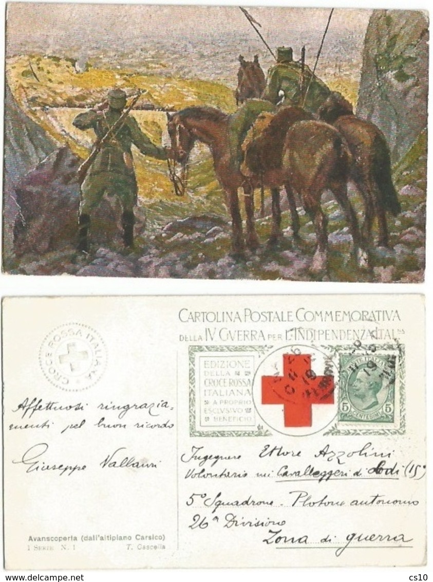 Croce Rossa Italiana Cart. IV° Guerra Indipendenza - T. Cascella - Viaggiata Napoli 26feb1915 X Zona Guerra - Perfetta - Red Cross