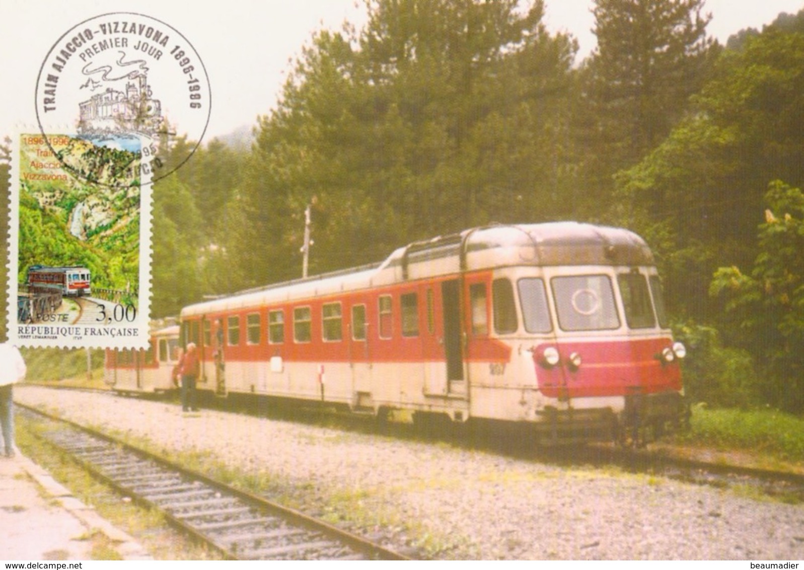 Corse Centenaire Du Train Ajaccio-Vizzavona Avec Timbre 1er Jour ABH Renault 207 - Autres & Non Classés