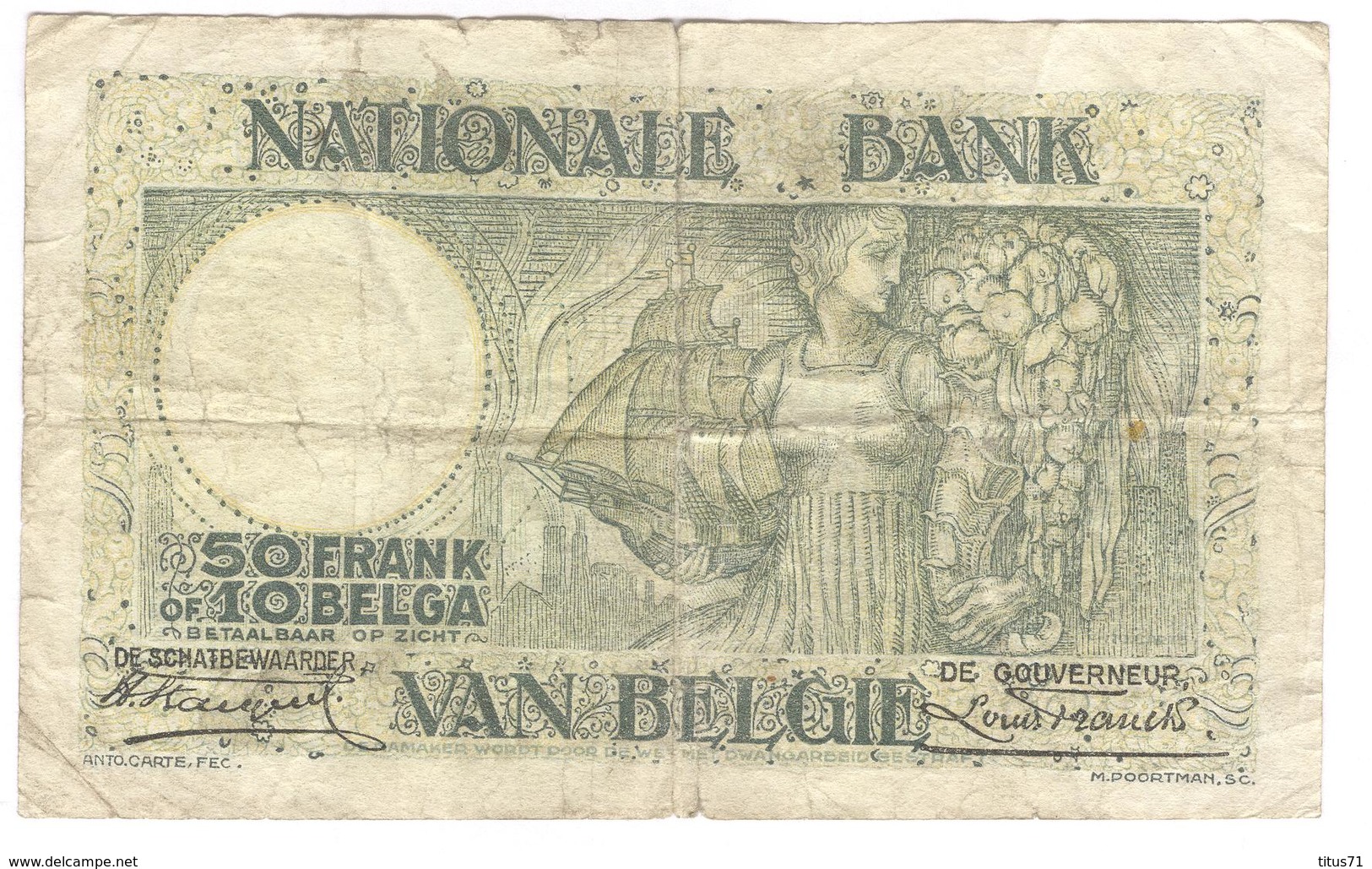Billet 50 Francs / 10 Belgas Belgique 1931 - 02-03-31 - Rare ! - 50 Francos-10 Belgas
