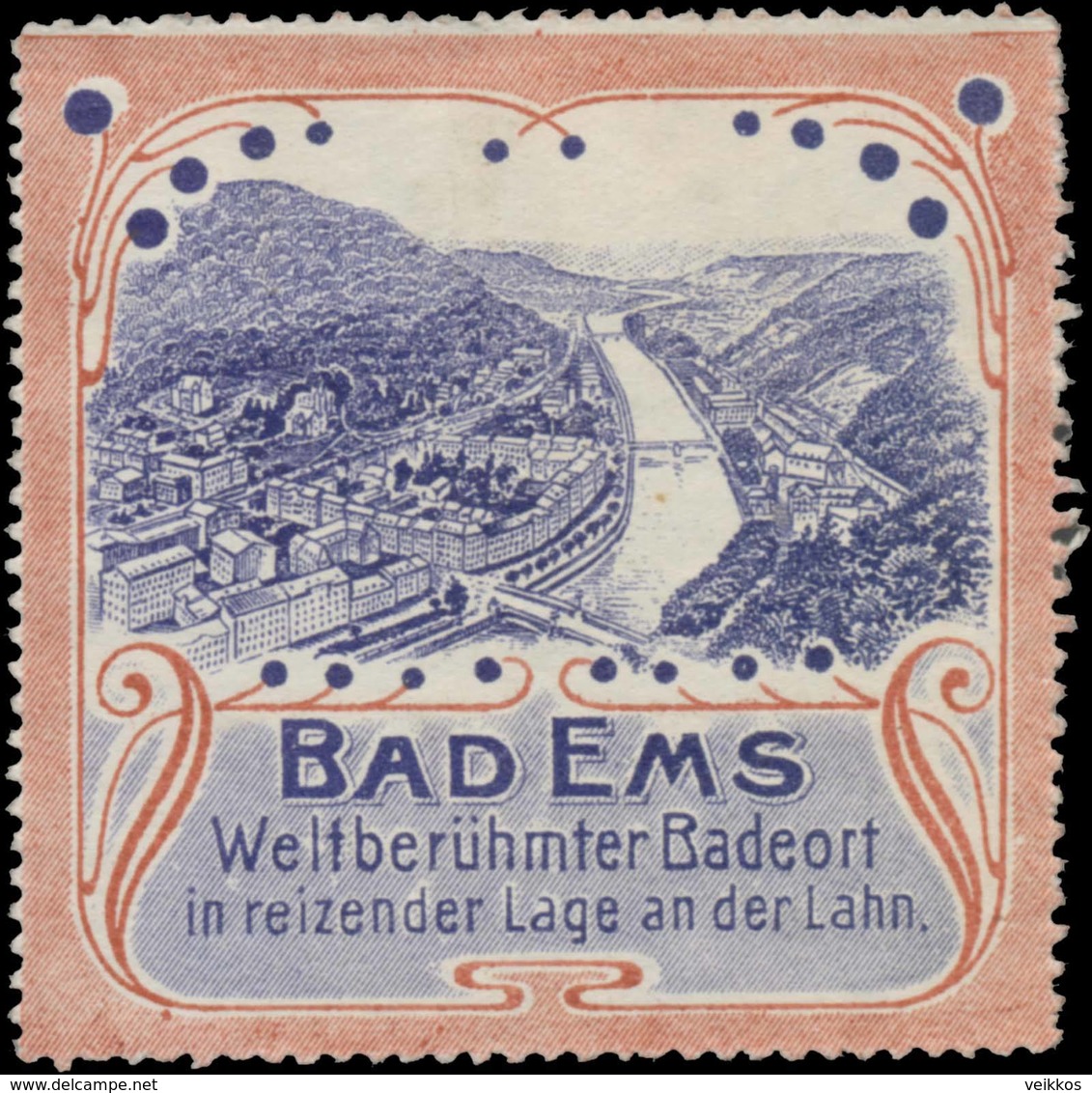 Bad Ems: Bad Ems Weltberühmter Badeort Reklamemarke - Erinnophilie