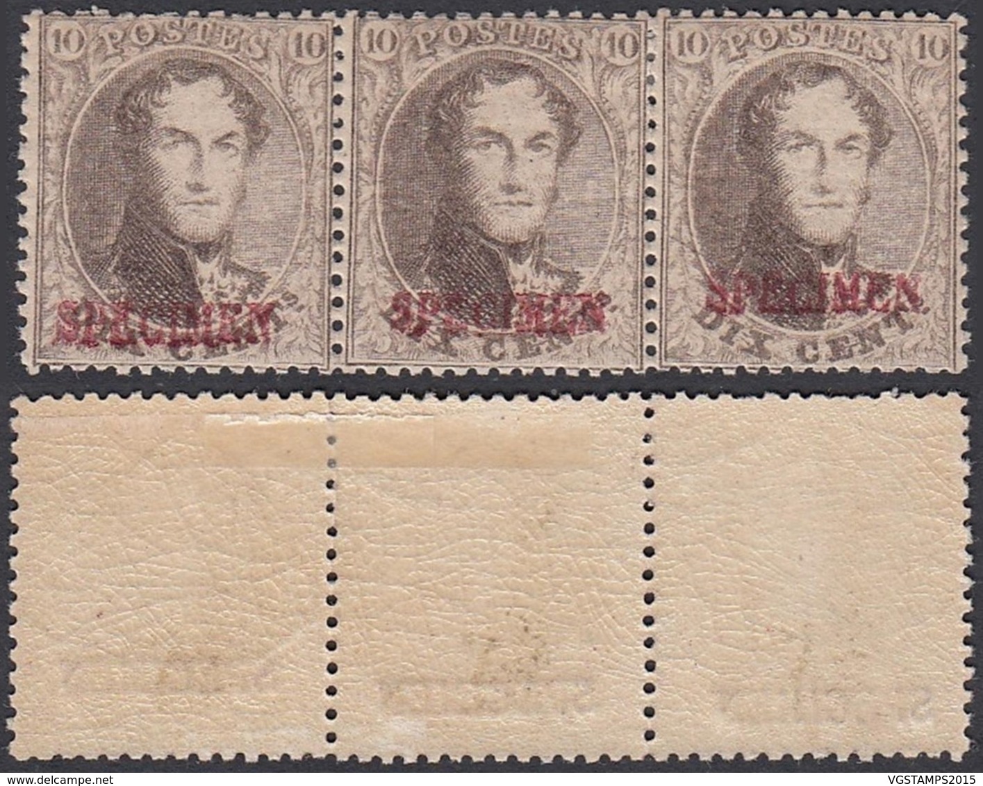 Belgique - 1863 COB 14B En Bande De 3 Avec Charnières Surchargé Specimen (DD) DC2759 - 1849-1865 Medaillons (Varia)