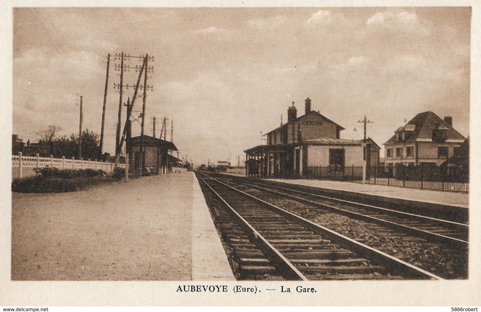 CARTE POSTALE ORIGINALE ANCIENNE : AUBEVOYE LA GARE  EURE (27) - Aubevoye