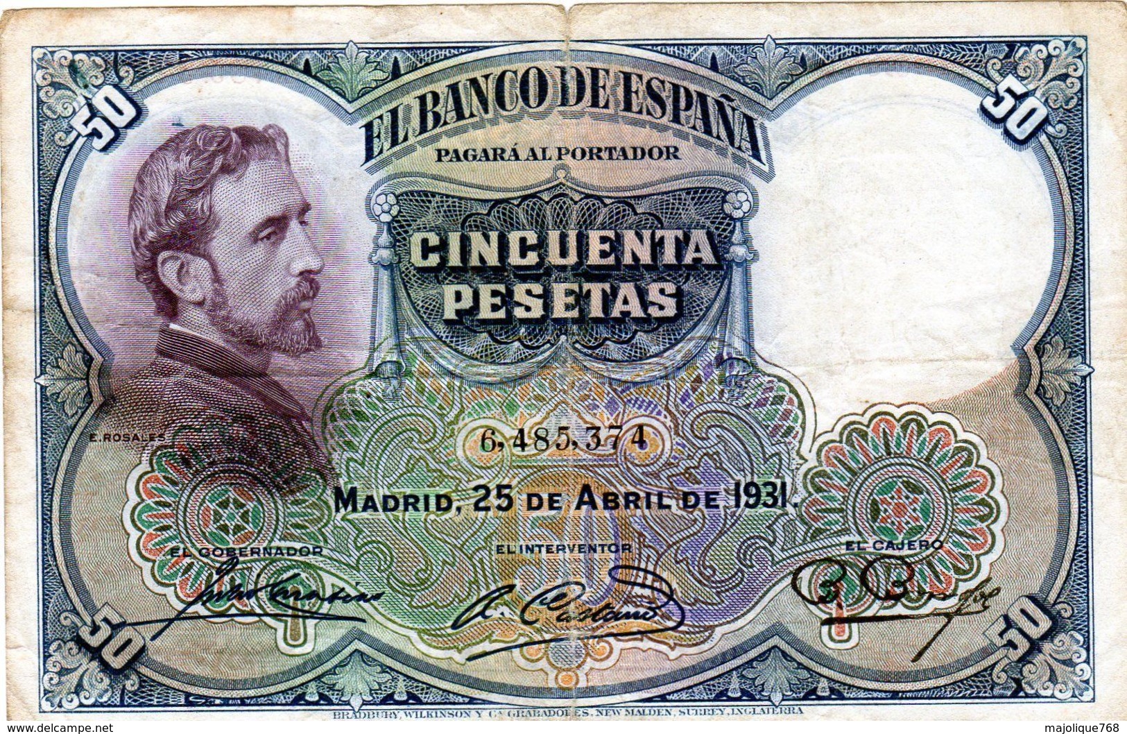 Billet De L’Espagne De 50 Pesetas Du 25-04-1931 En B - - 50 Pesetas