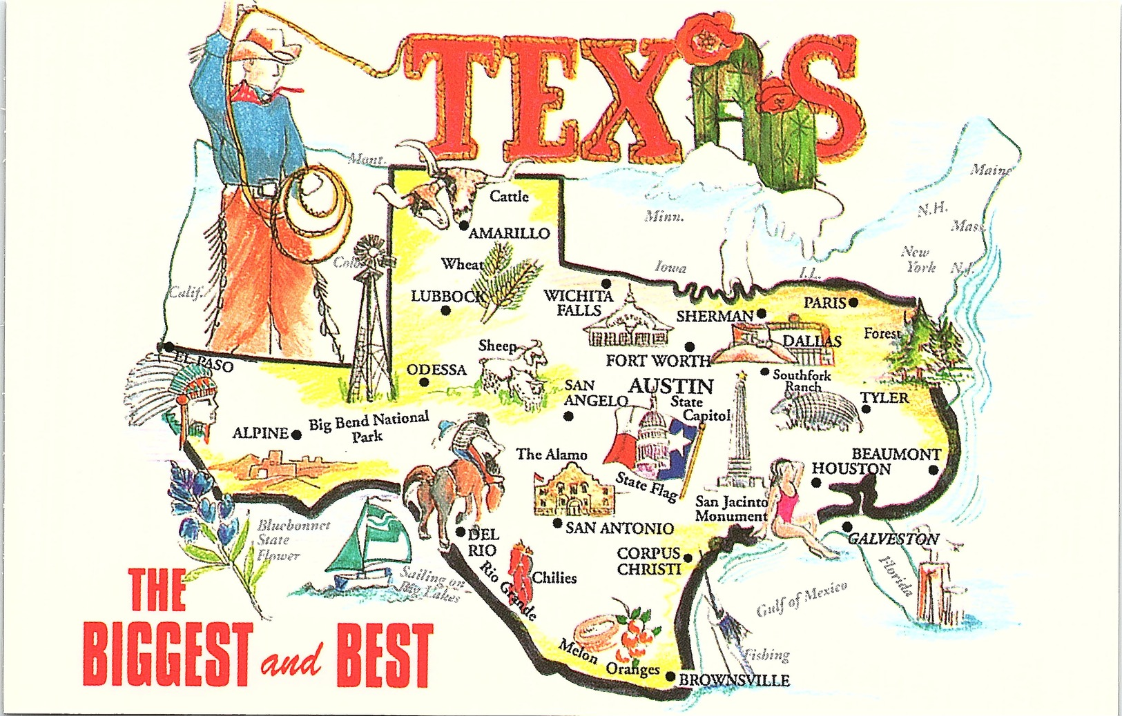Map Of Texas, The Biggest And Best - Autres & Non Classés