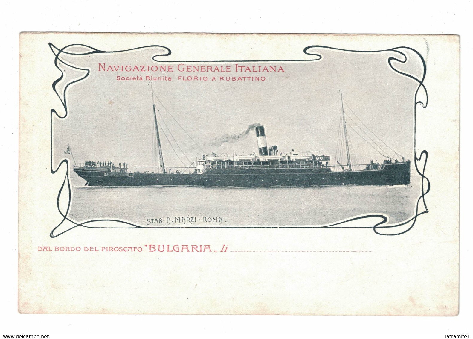 CARTOLINA CARTE POSTALE  NAVIGAZIONE GENERALE ITALIANA  FLORIO & RUBATTINO - Publicité