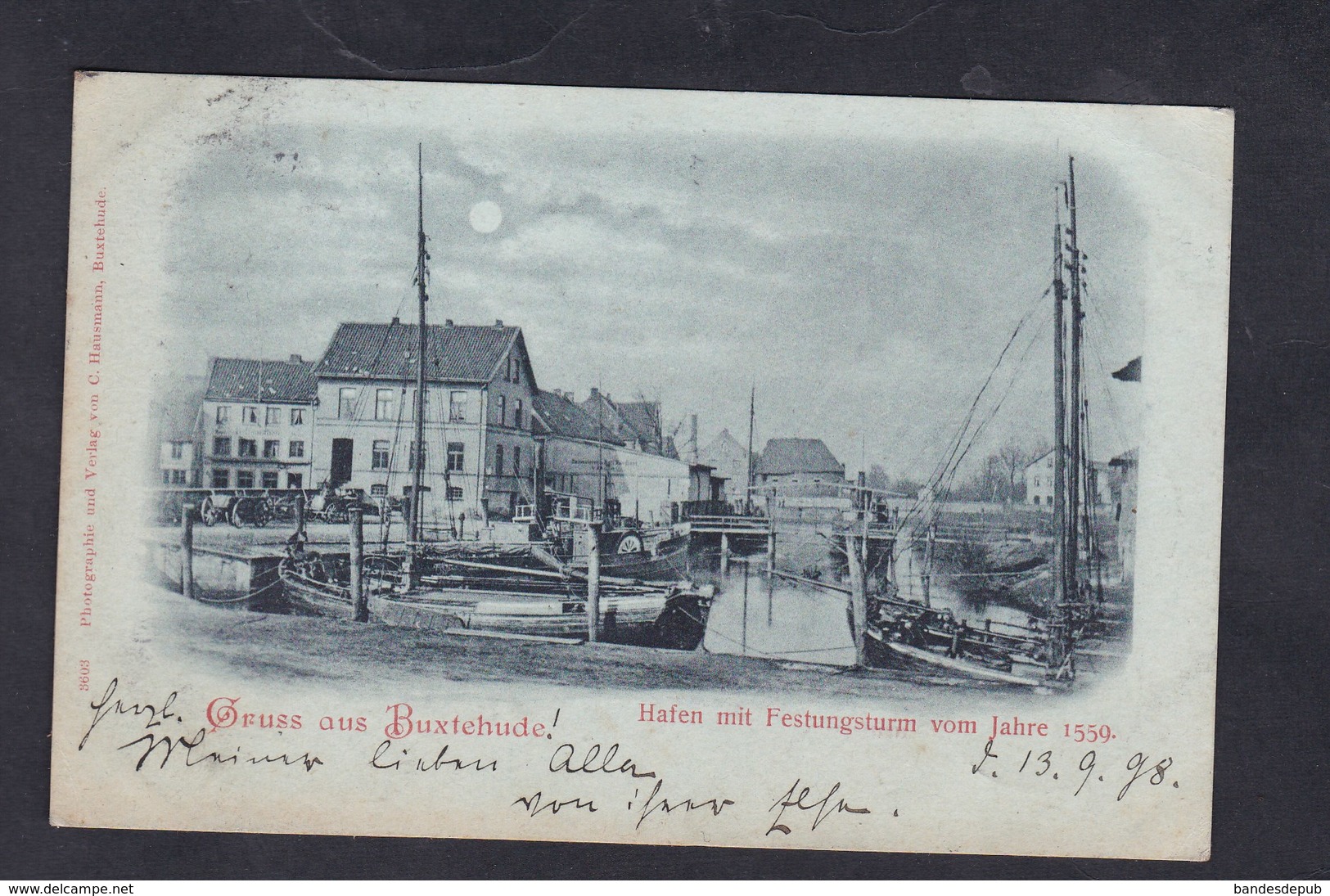 AK Gruss Aus Buxtehude - Hafen Mit Festungsturm Vom Jahre 1559 ( Port Clair De Lune C. Hausmann ) - Buxtehude