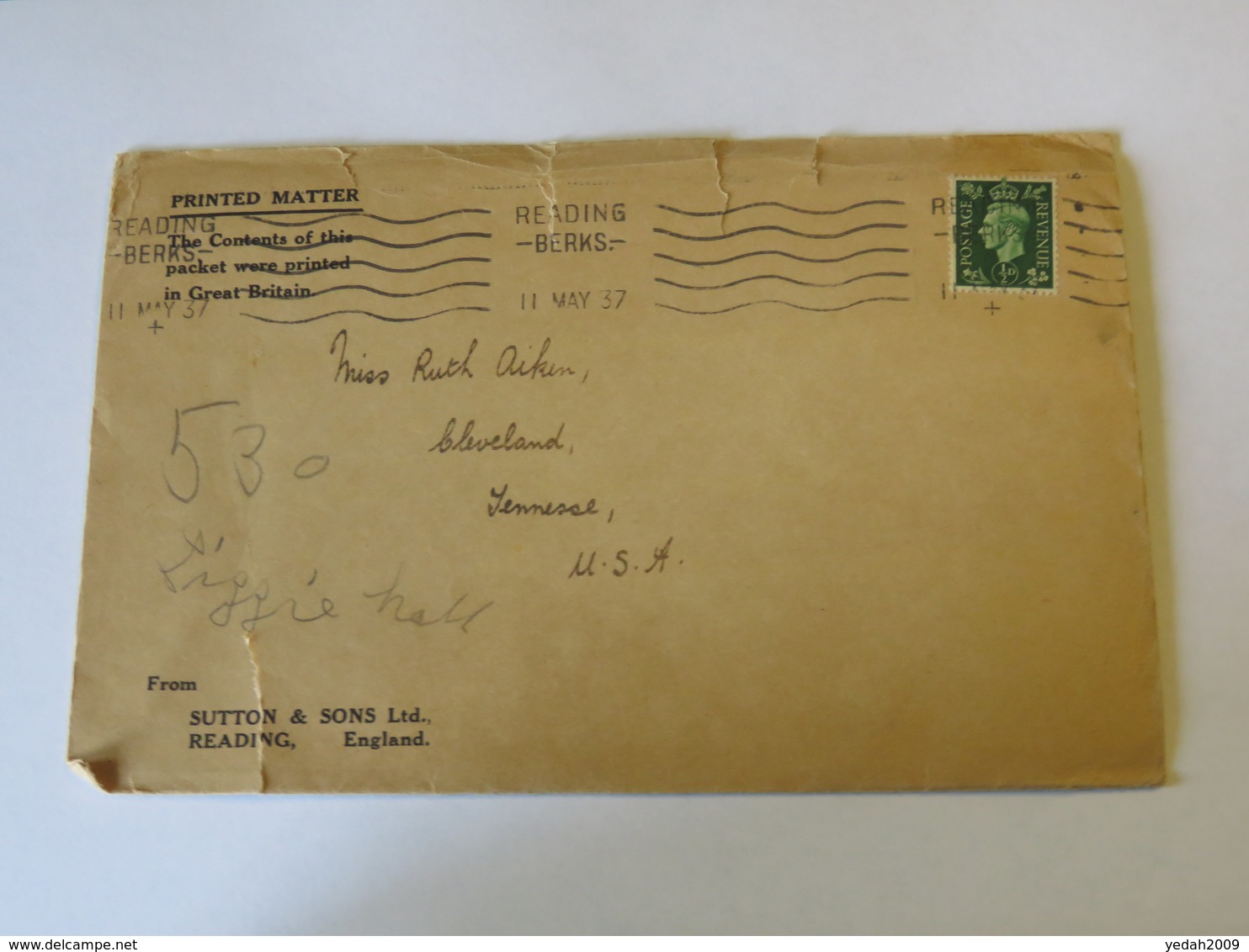 Great Britain Cover 1937 - Used Stamps