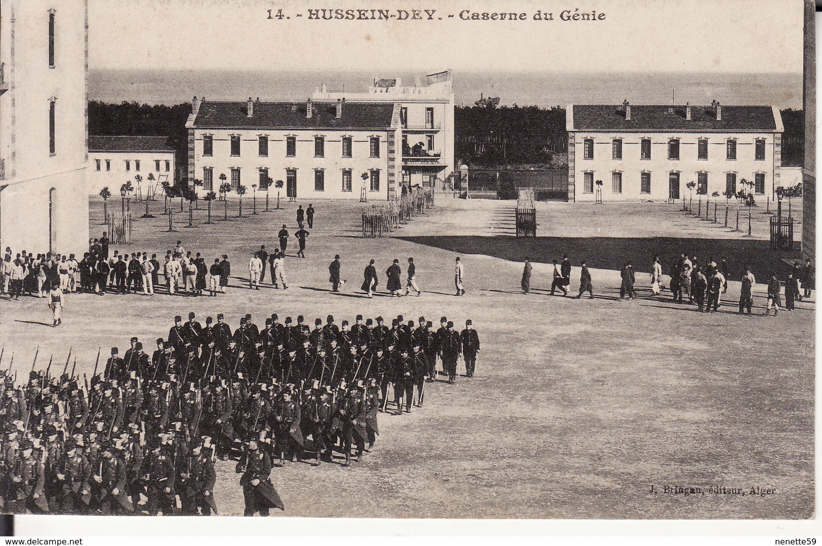 CPA ALGERIE -- HUSSEIN DEY -- Caserne Du Génie En 1909 - Other & Unclassified