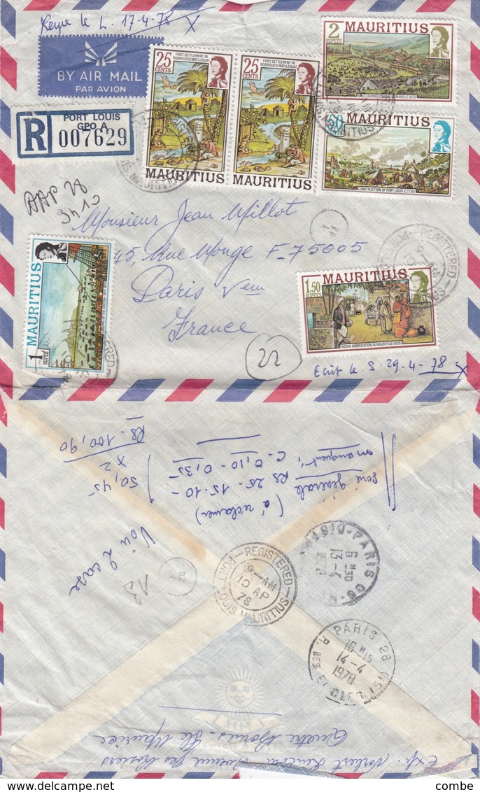 MAURTIUS REGISTERED COVER PORT LOUIS TO FRANCE - Maurice (1968-...)