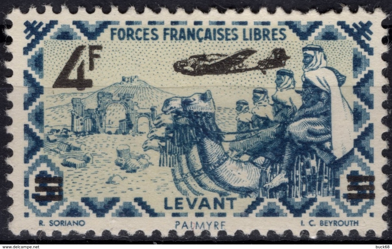 LEVANT Poste Aérienne 10 * MLH Méharistes Devant Les Ruines De Palmyre Surcharge  [ColCla] CV 2,10 € - Used Stamps