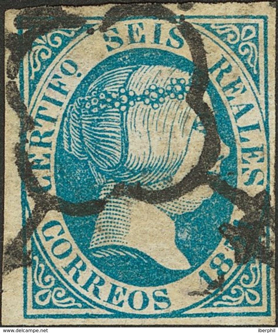 º10. 1851. 6 Reales Azul. MAGNIFICO. Cert. CEM. - Sonstige & Ohne Zuordnung