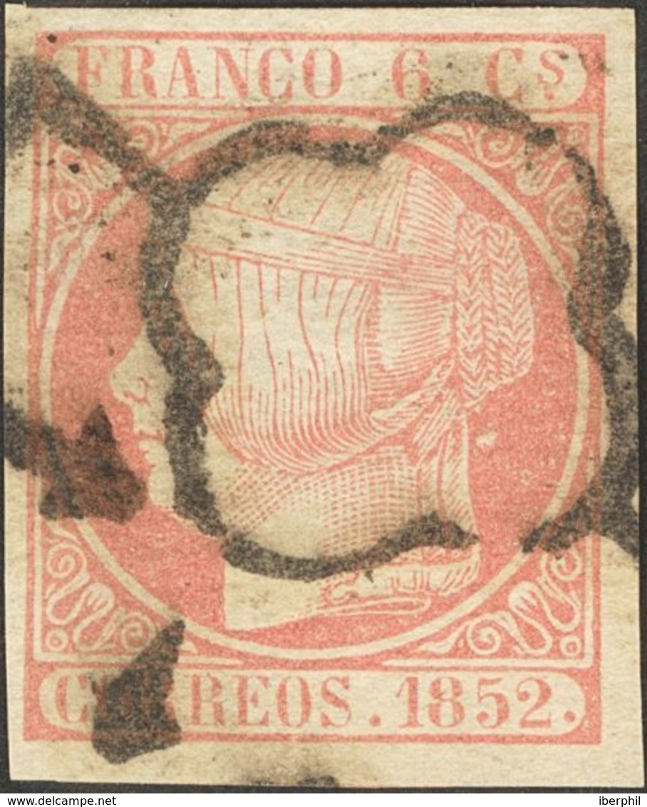 º12. 1852. 6 Cuartos Rosa (márgenes Enormes). Matasello ARAÑA. MAGNIFICO Y RARO. Edifil 2014: 345 Euros - Autres & Non Classés