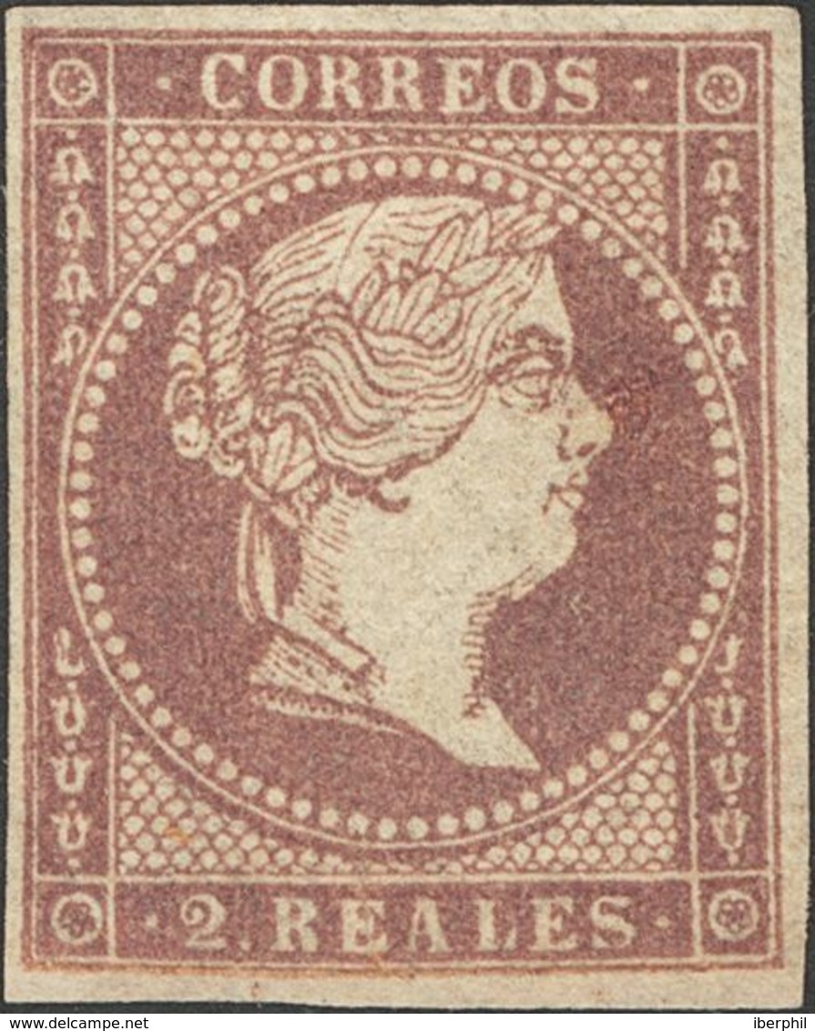 (*)46. 1855. 2 Reales Violeta. Ligero Pliegue Vertical. MAGNIFICO. - Other & Unclassified