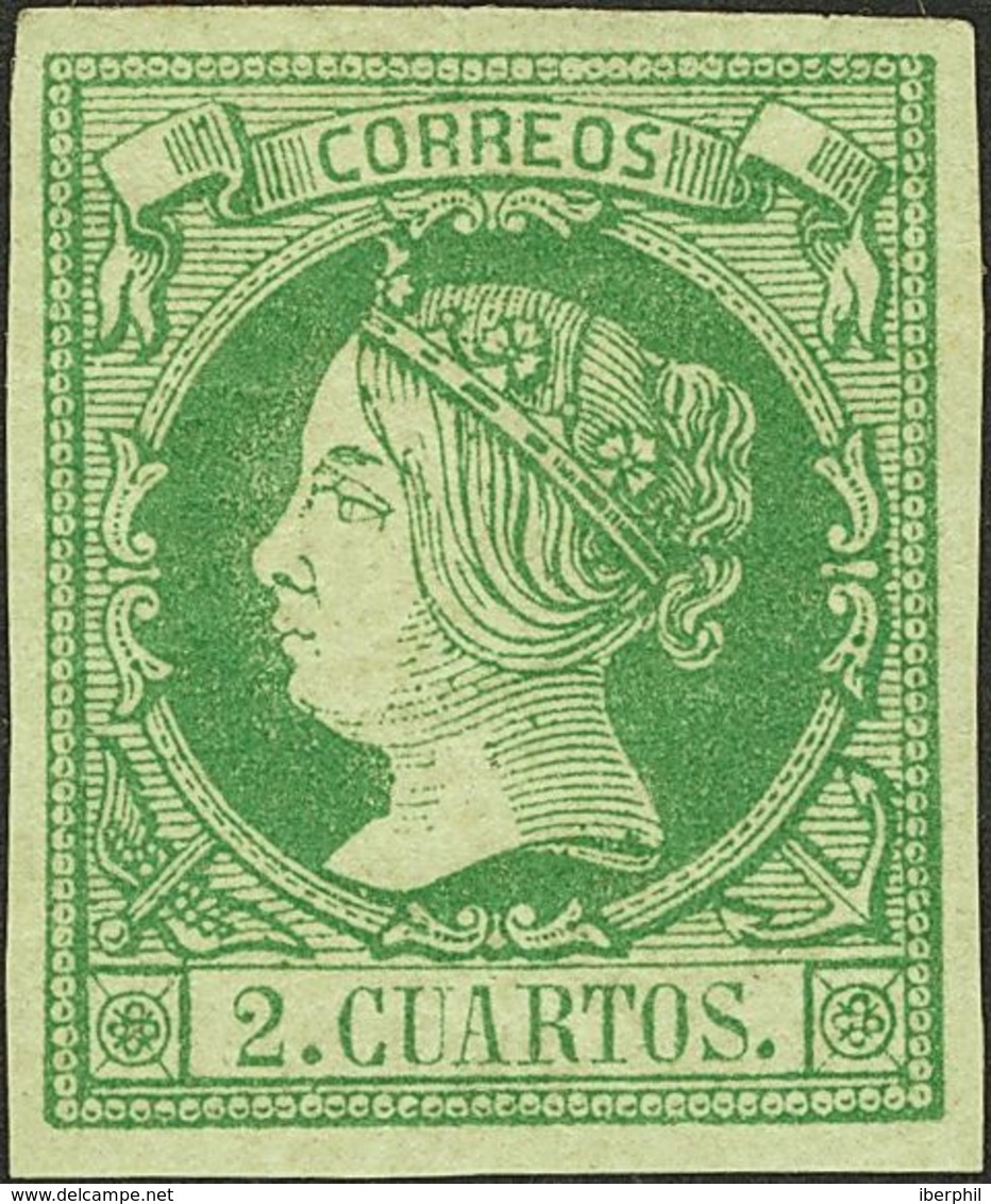 *51. 1860. 2 Cuartos Verde. MAGNIFICO. Cert. CEM. - Sonstige & Ohne Zuordnung