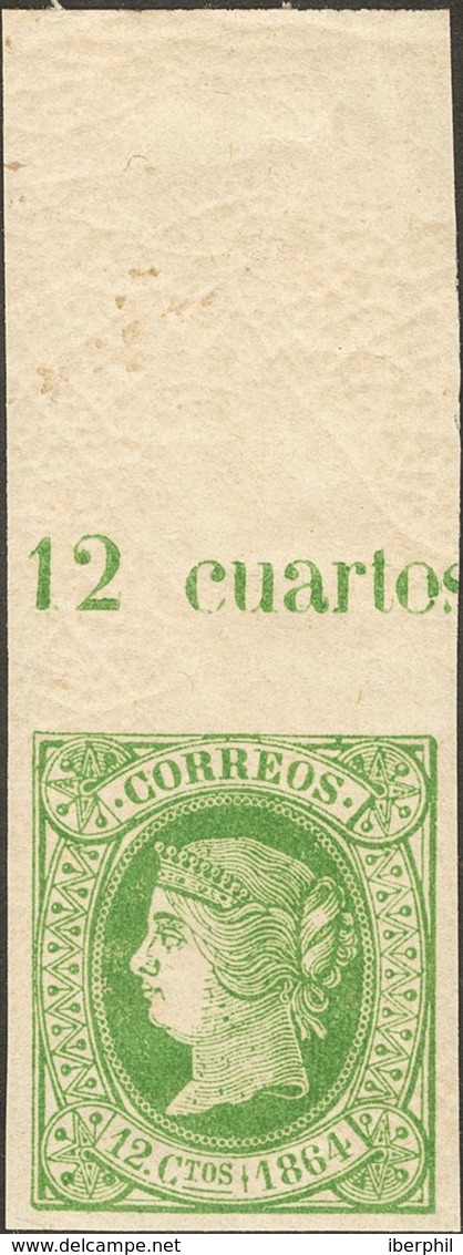 **65. 1864. 12 Cuartos Verde, Borde De Hoja Con Leyenda. PIEZA DE LUJO. - Sonstige & Ohne Zuordnung