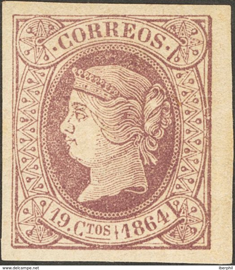 *66. 1864. 19 Cuartos Violeta, Borde De Hoja. Impresión Muy Nítida. PIEZA DE LUJO. - Sonstige & Ohne Zuordnung