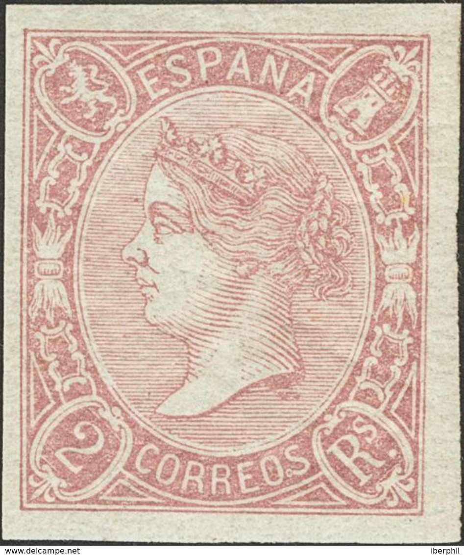 **73. 1865. 2 Reales Lila (plena Goma Original). Color Intenso Y Enormes Márgenes. PIEZA DE LUJO E INUSUAL TONALIDAD DE  - Sonstige & Ohne Zuordnung