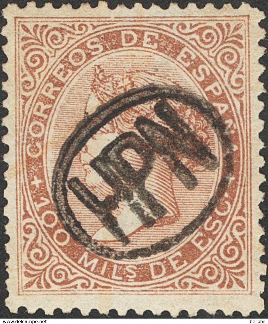 *99. 1868. 100 Mils Castaño (leve Reparación). TERUEL. MAGNIFICO Y RARO. Edifil 2014: 870 Euros - Autres & Non Classés