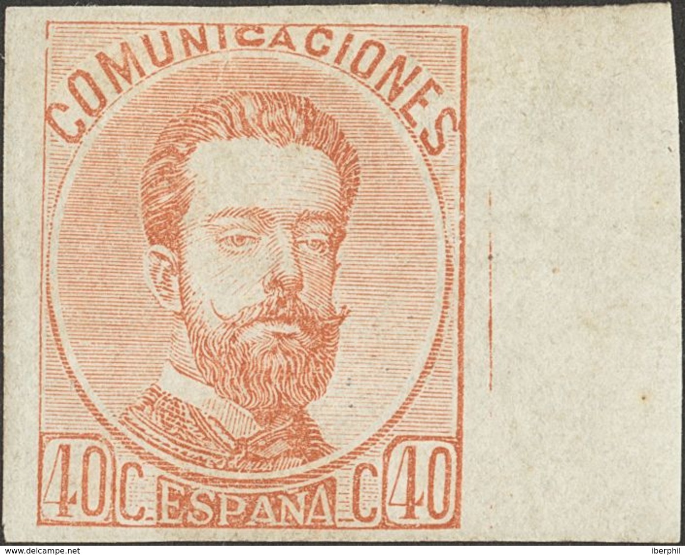 *125s. 1872. 40 Cts Castaño, Borde De Hoja. SIN DENTAR. MAGNIFICO. Edifil 2019: +151 Euros - Other & Unclassified