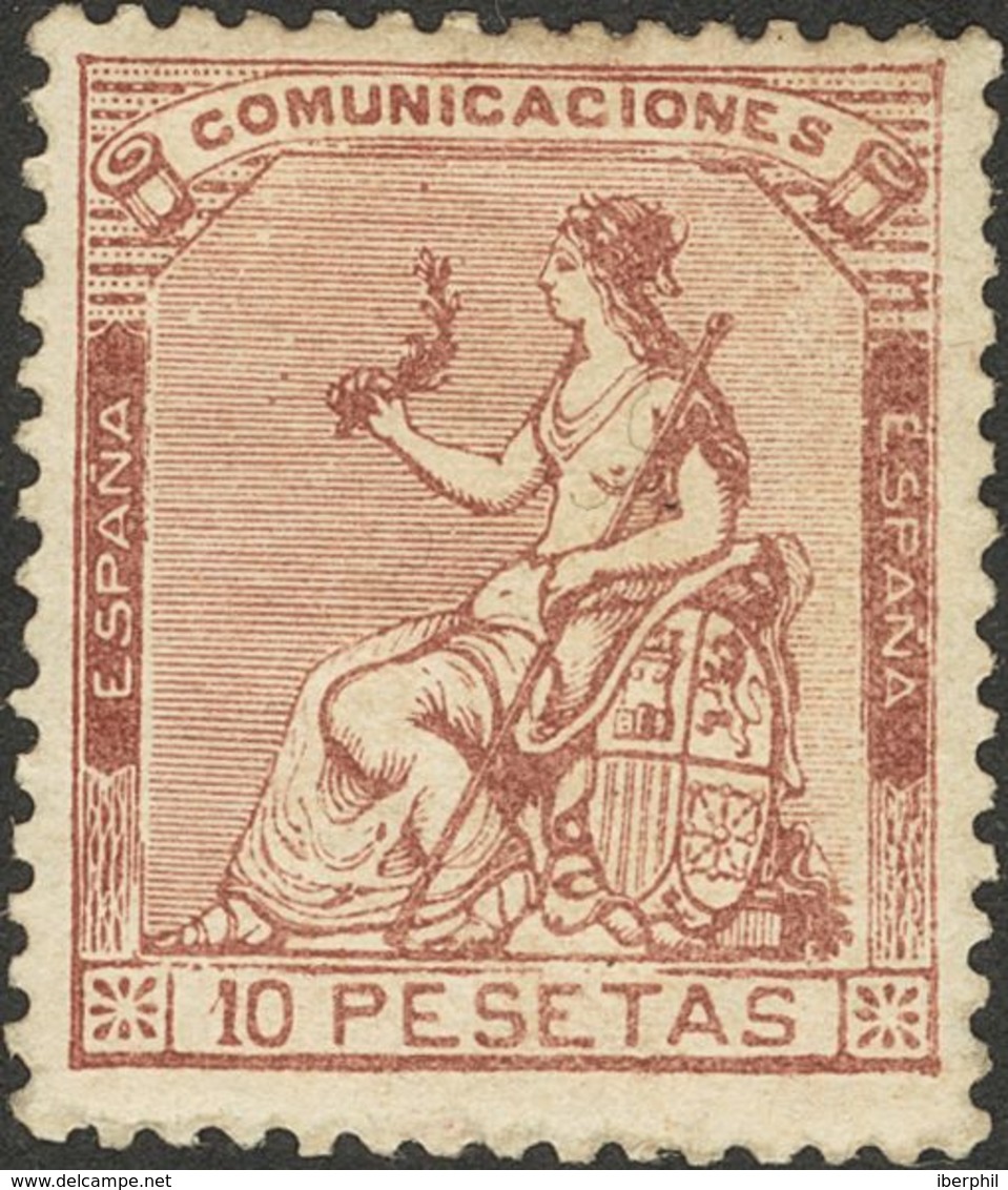 *140. 1873. 10 Pts Castaño Violeta. Muy Bien Centrado Y Color Intenso. MAGNIFICO Y RARO. Cert. COMEX. - Autres & Non Classés