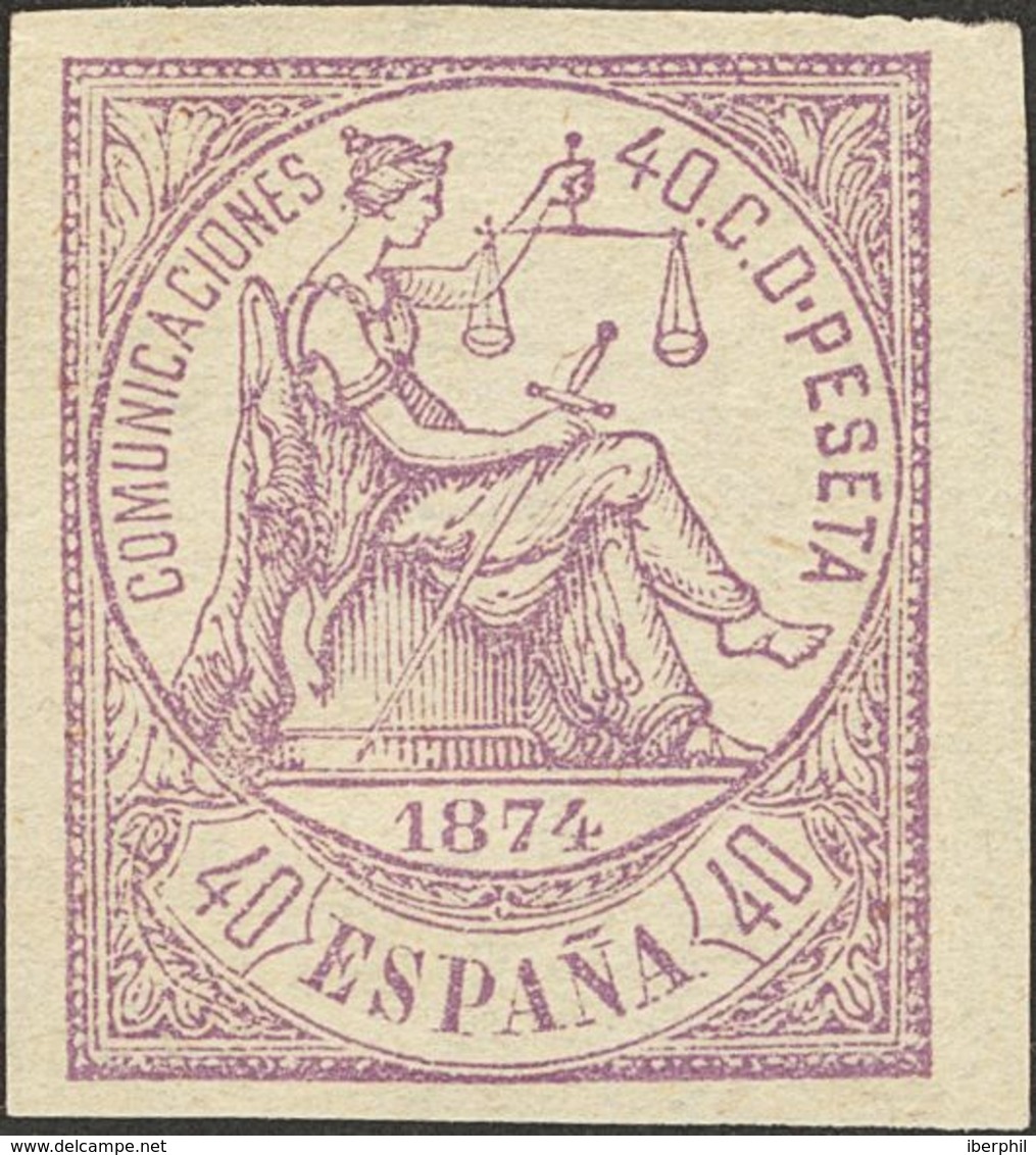 (*)148s. 1874. 40 Cts Violeta. SIN DENTAR. MAGNIFICO Y ESPECTACULAR. Edifil 2019: 335 Euros - Andere & Zonder Classificatie