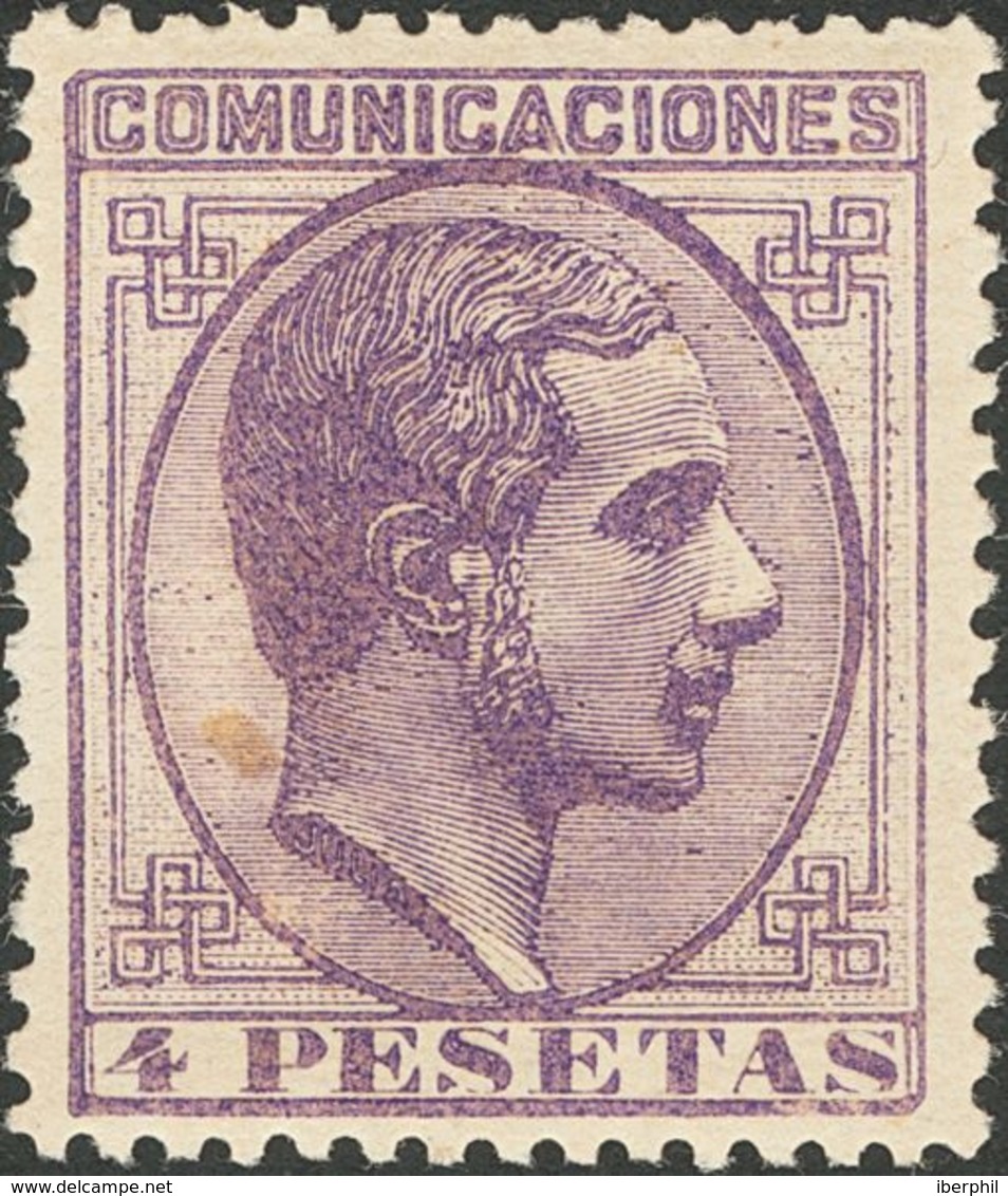 *198. 1878. 4 Pts Violeta. Muy Bien Centrado Y Color Muy Intenso. MAGNIFICO. Cert. EXFIMA. - Autres & Non Classés