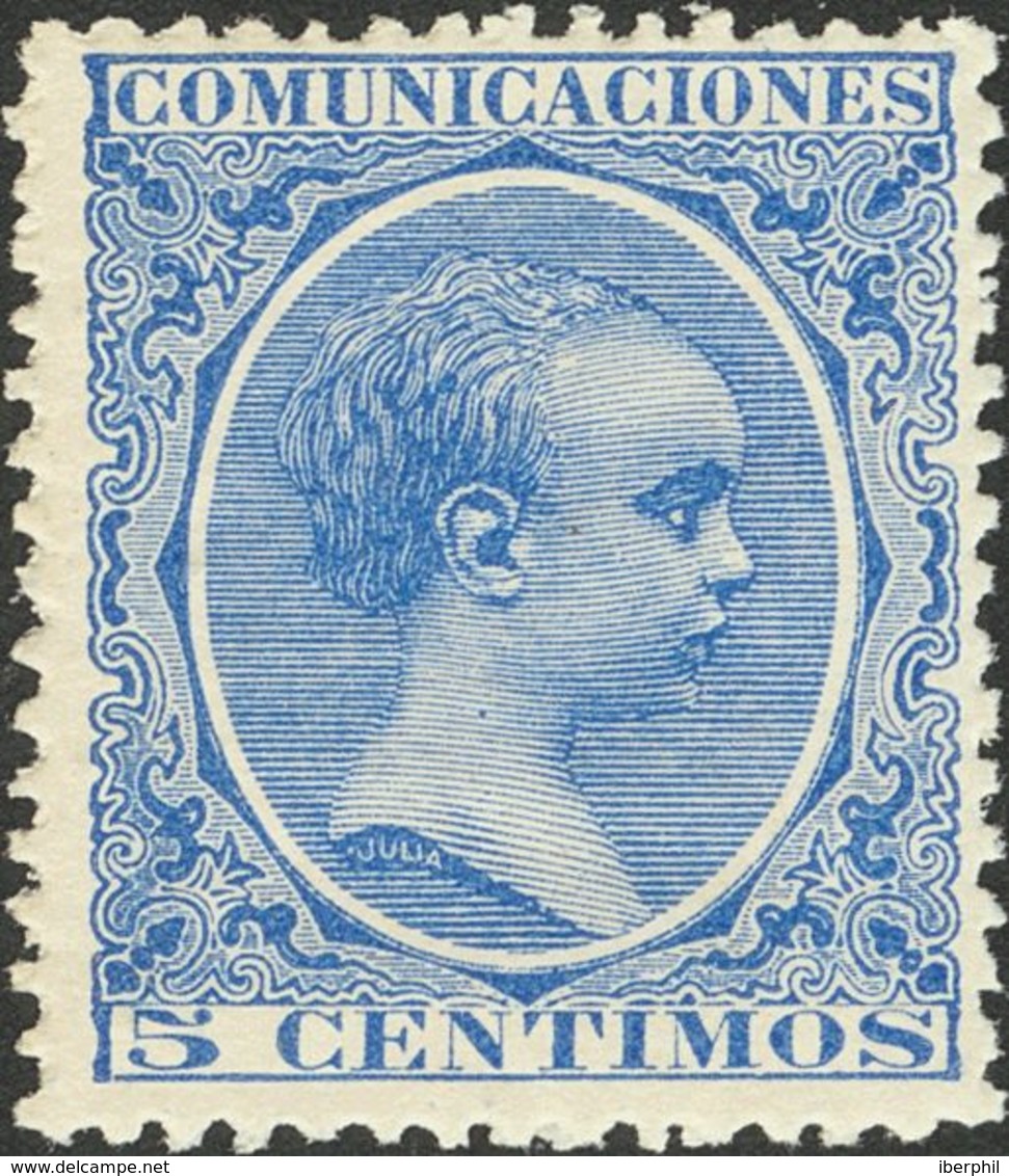 **215. 1889. 5 Cts Azul. Muy Bien Centrado. MAGNIFICO. - Sonstige & Ohne Zuordnung