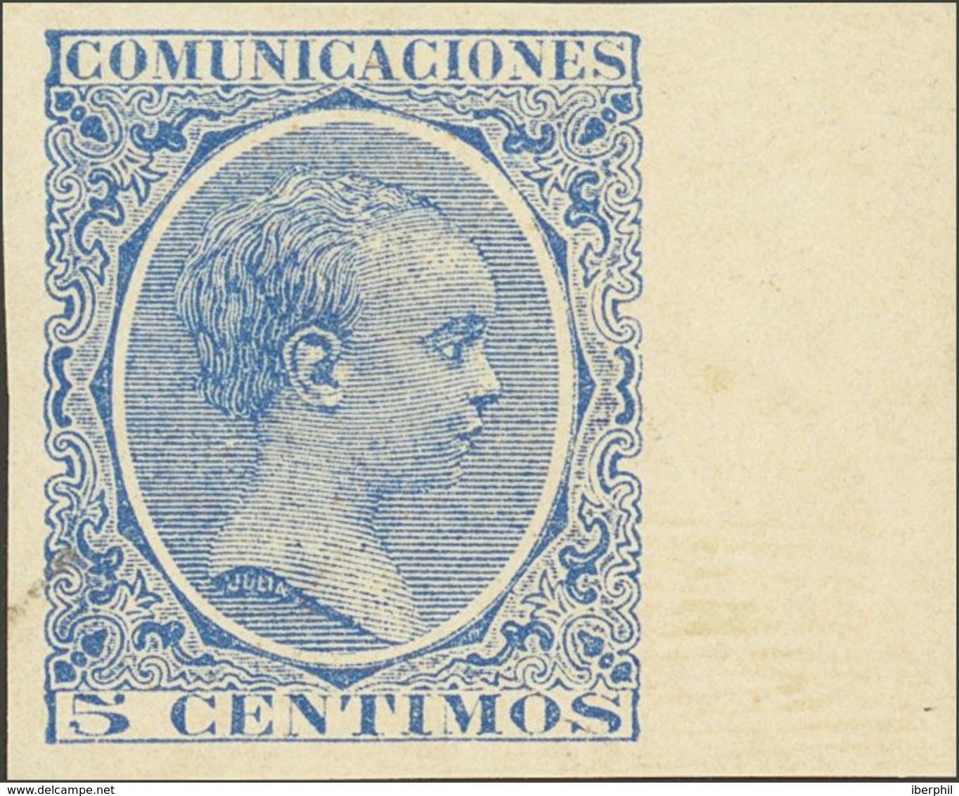 (*)215s. 1889. 5 Cts Azul, Borde De Hoja. SIN DENTAR. MAGNIFICO Y MUY ESPECTACULAR. Edifil 2019: +85 Euros - Other & Unclassified