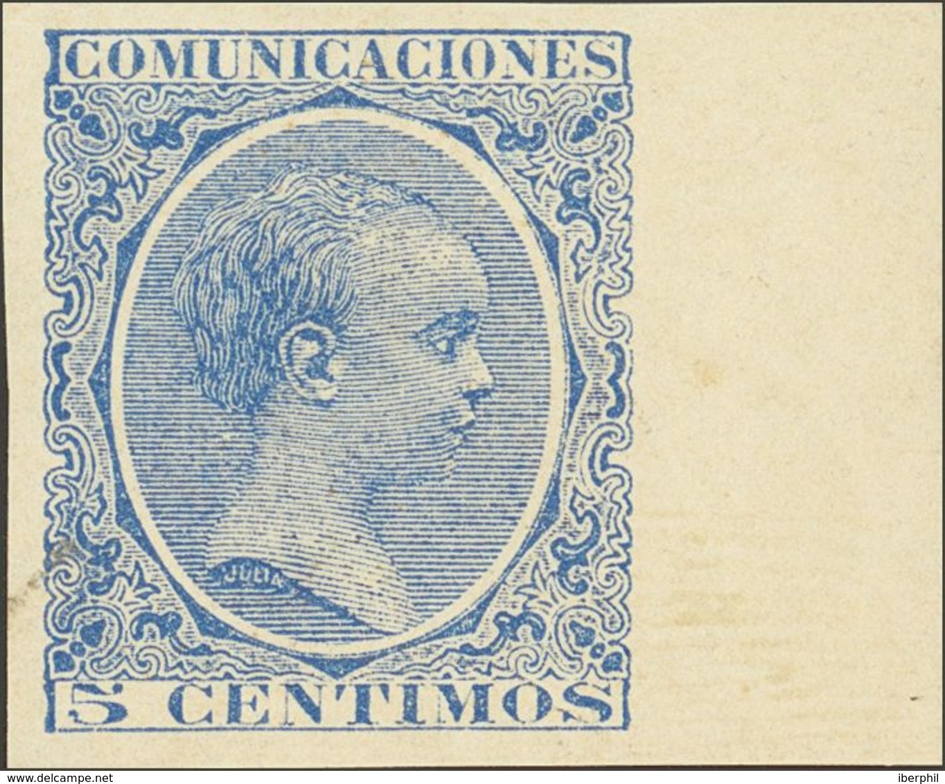 (*)215s. 1889. 5 Cts Azul, Borde De Hoja. SIN DENTAR. MAGNIFICO Y MUY ESPECTACULAR. Edifil 2019: +85 Euros - Autres & Non Classés