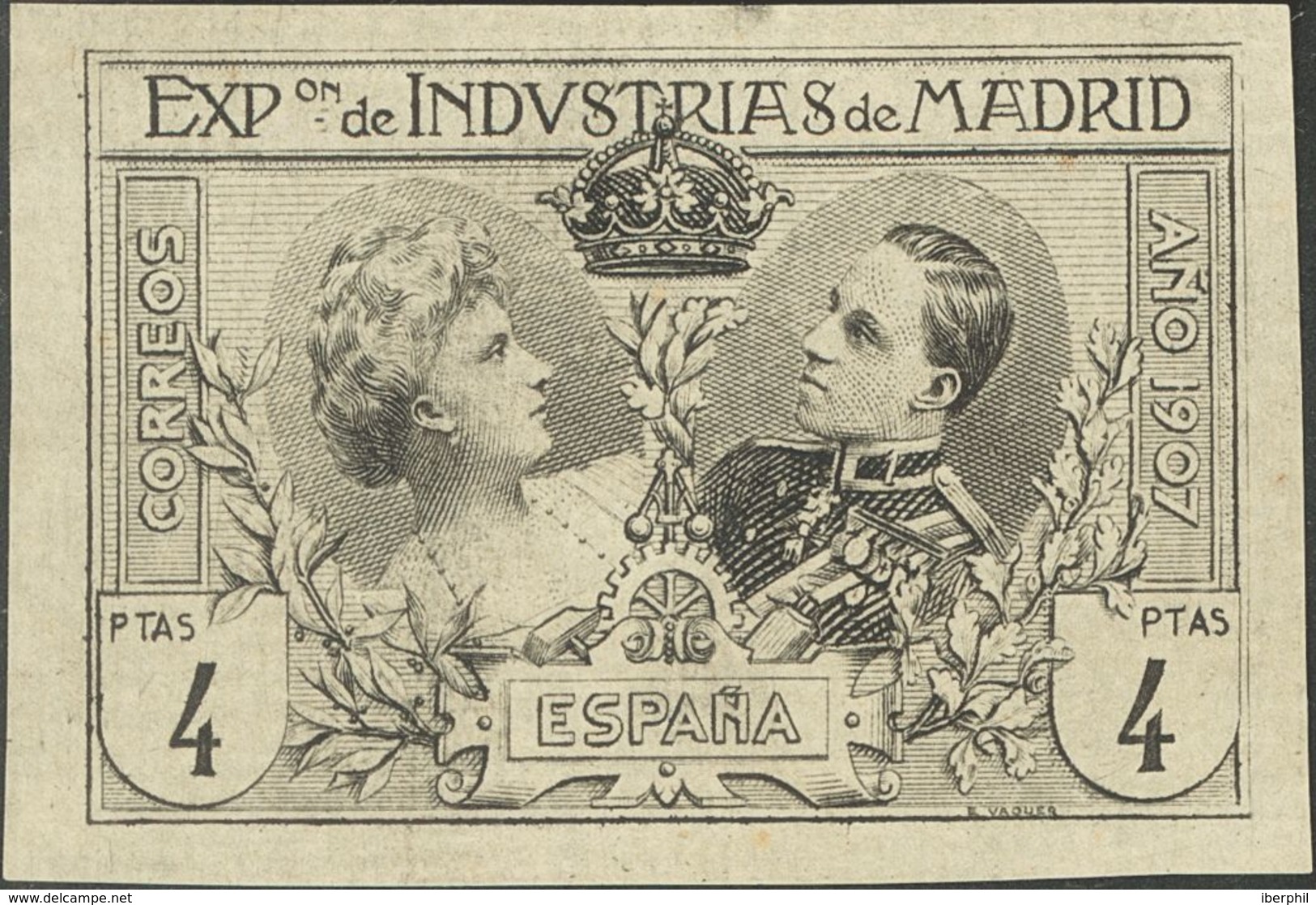 SR1P, SR3/6P. 1907. Serie Completa, A Falta Del 15 Cts. ENSAYOS DE PLANCHA, En Negro Y Sobre Papel Fino. MAGNIFICA Y RAR - Andere & Zonder Classificatie