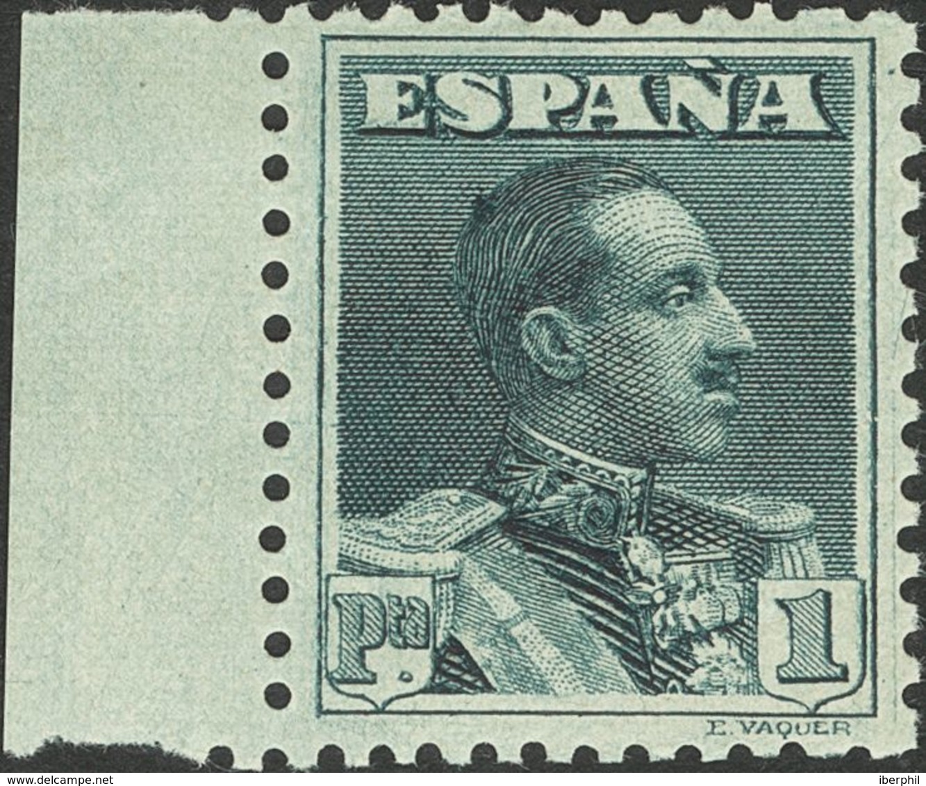 **321dc. 1922. 1 Pts Pizarra, Borde De Hoja. DENTADO 11¼. MAGNIFICO. Edifil 2015: 126 Euros - Sonstige & Ohne Zuordnung