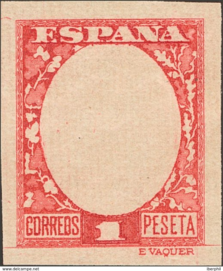 (*). 1930. 1 Pts Carmín. PRUEBA DE PUNZON SIN EFIGIE. MAGNIFICA. (Gálvez 2525). - Autres & Non Classés