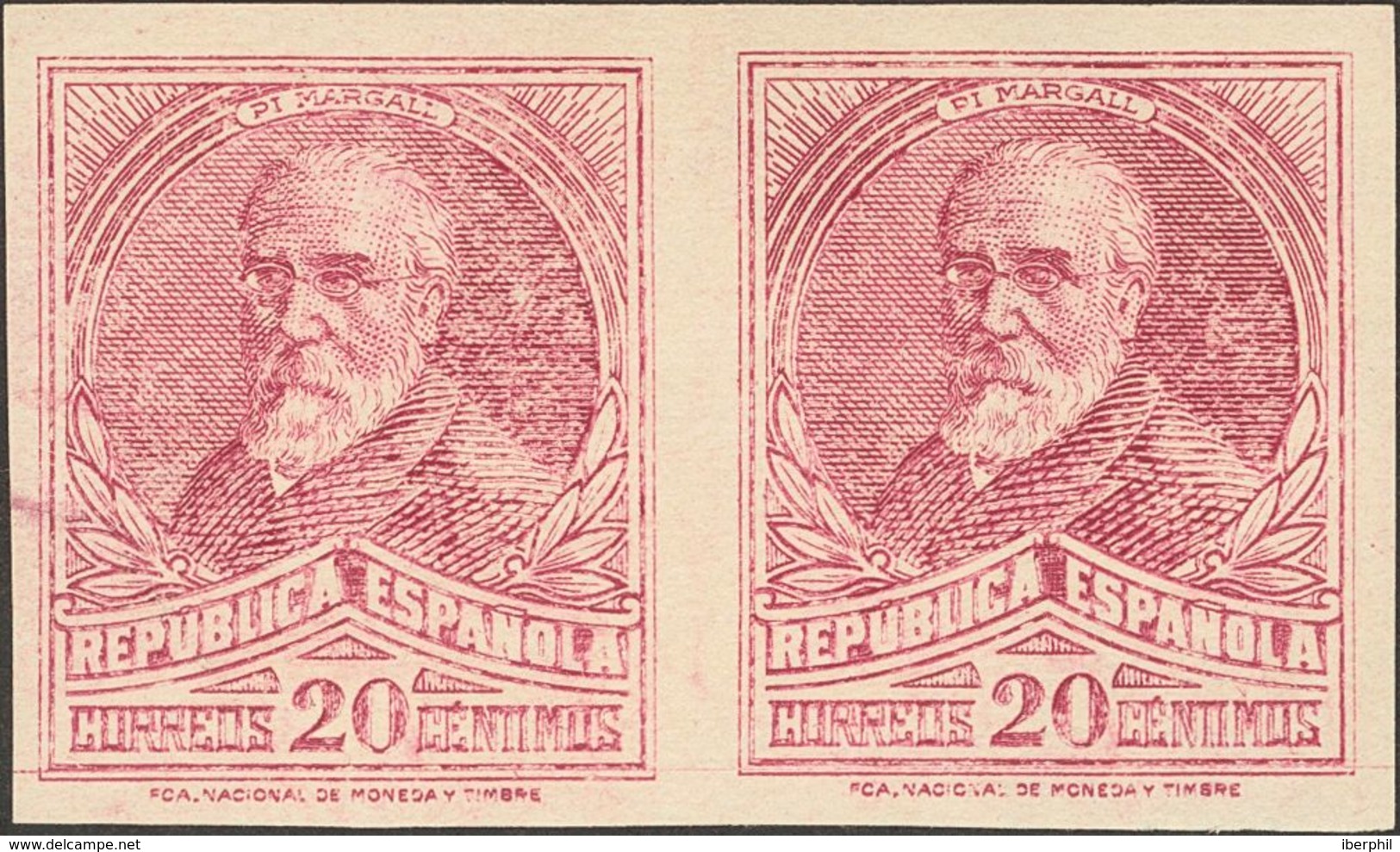 **666ccs(2), 666ccas(2). 1932. 20 Cts Lila Rosa Y 20 Cts Verde, En Parejas. Variedad CAMBIOS DE COLOR Y SIN DENTAR. MAGN - Autres & Non Classés