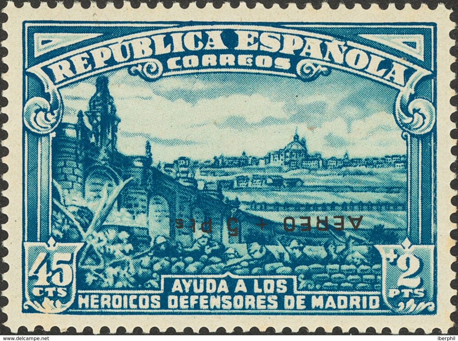 *759hi. 1938. AEREO+5 PTS (Posición 35). Variedad SOBRECARGA INVERTIDA. MAGNIFICO. Edifil 2015: 786 Euros - Autres & Non Classés