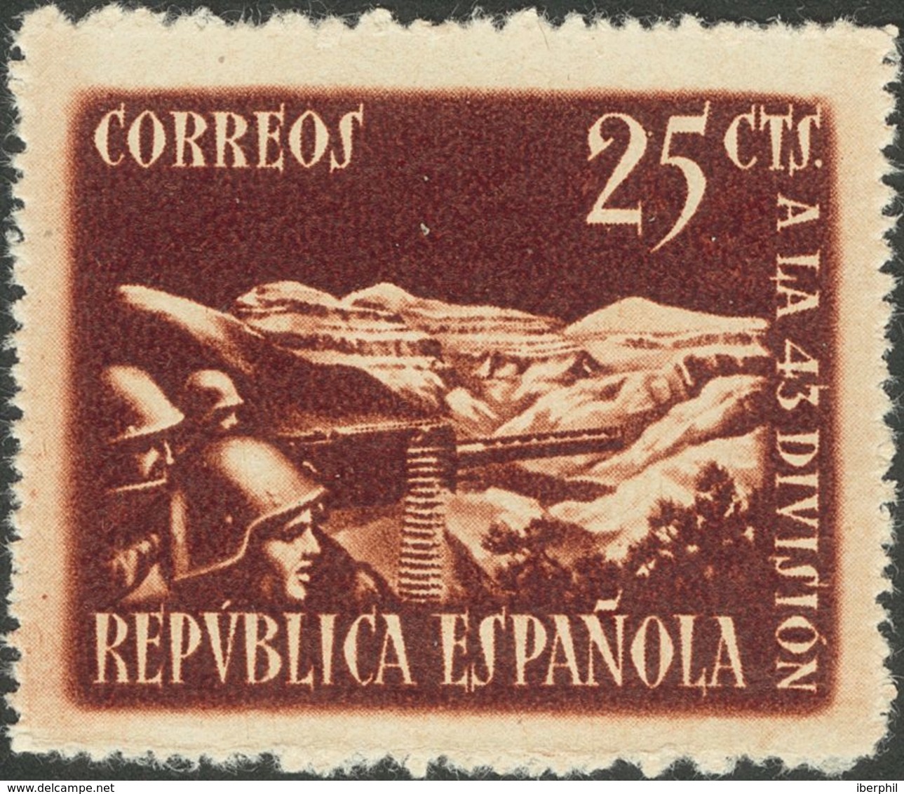 (*)787cc. 1938. 25 Cts Castaño. Variedad CAMBIO DE COLOR (sólo Se Conoce Con Dentado 16). MAGNIFICO. Edifil 2015: 60 Eur - Autres & Non Classés