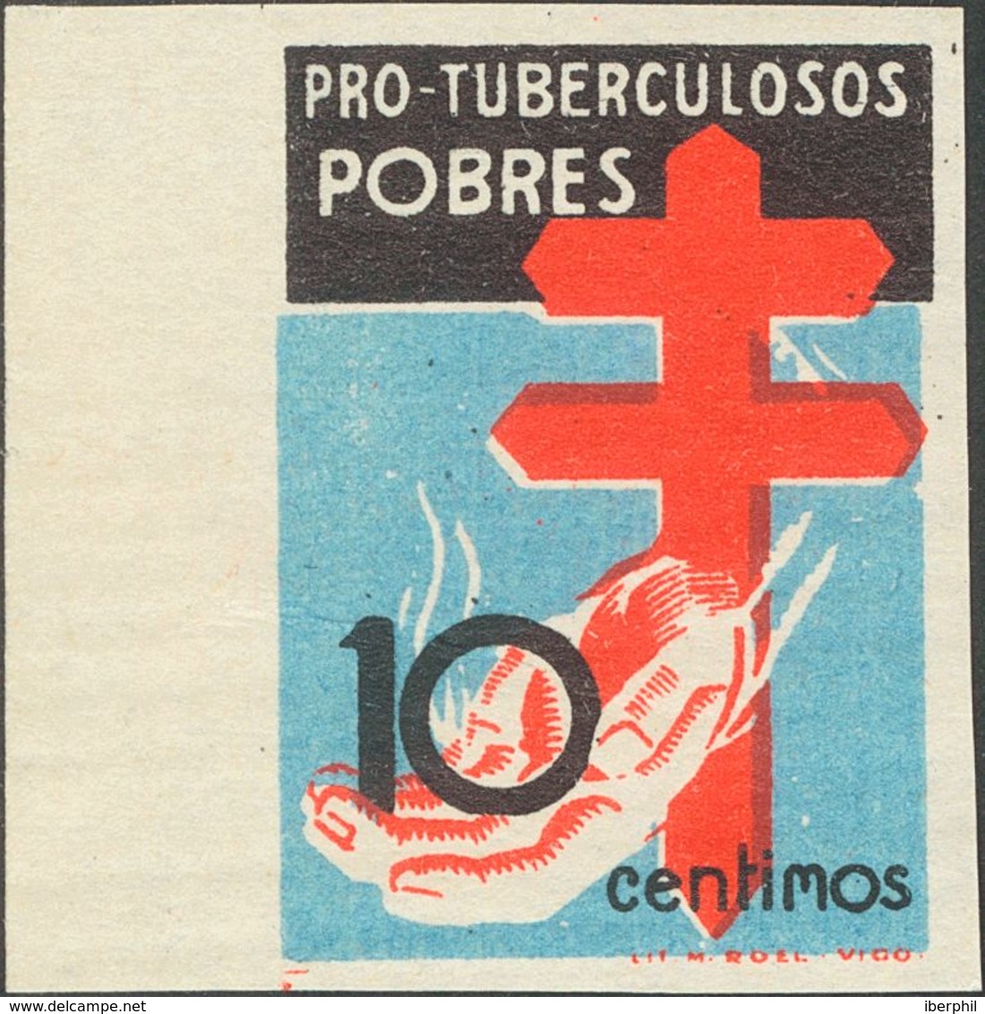 **840s. 1937. 10 Cts Negro, Azul Y Rojo, Borde De Hoja. SIN DENTAR. MAGNIFICO Y MUY ESPECTACULAR. Edifil 2019: +85 Euros - Autres & Non Classés