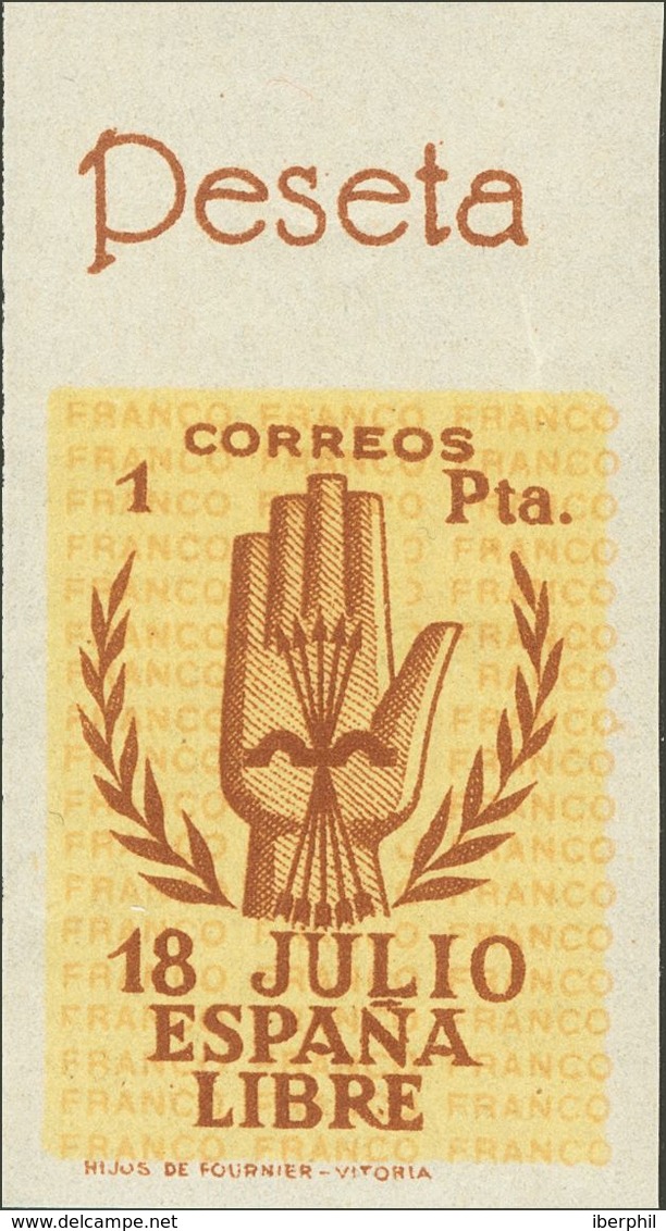 **851/54s. 1938. Serie Completa, Borde De Hoja Con Leyenda. SIN DENTAR. MAGNIFICA Y RARA, MUY ESPECTACULAR. Cert. CEM. E - Autres & Non Classés