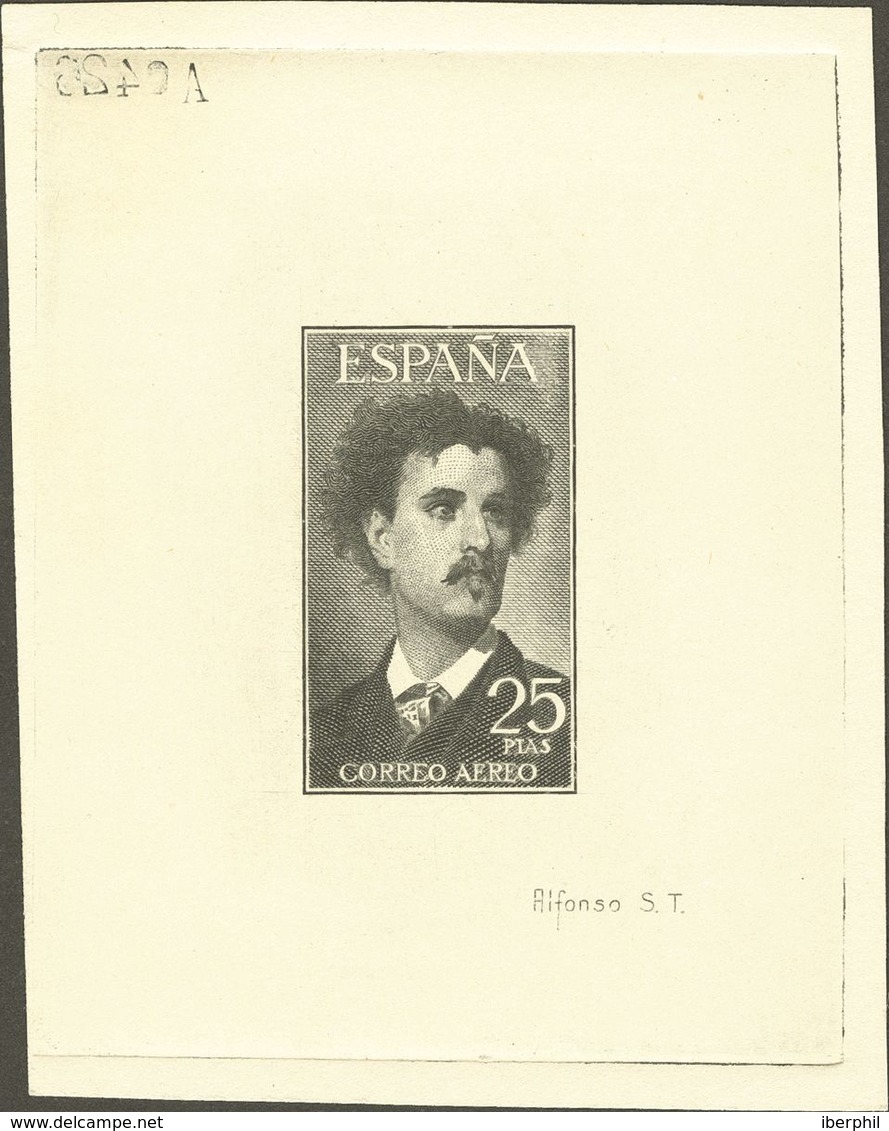 (*)1164P. 1955. 25 Pts Verde Oscuro. PRUEBA DE PUNZON. MAGNIFICO Y RARISIMO. - Autres & Non Classés