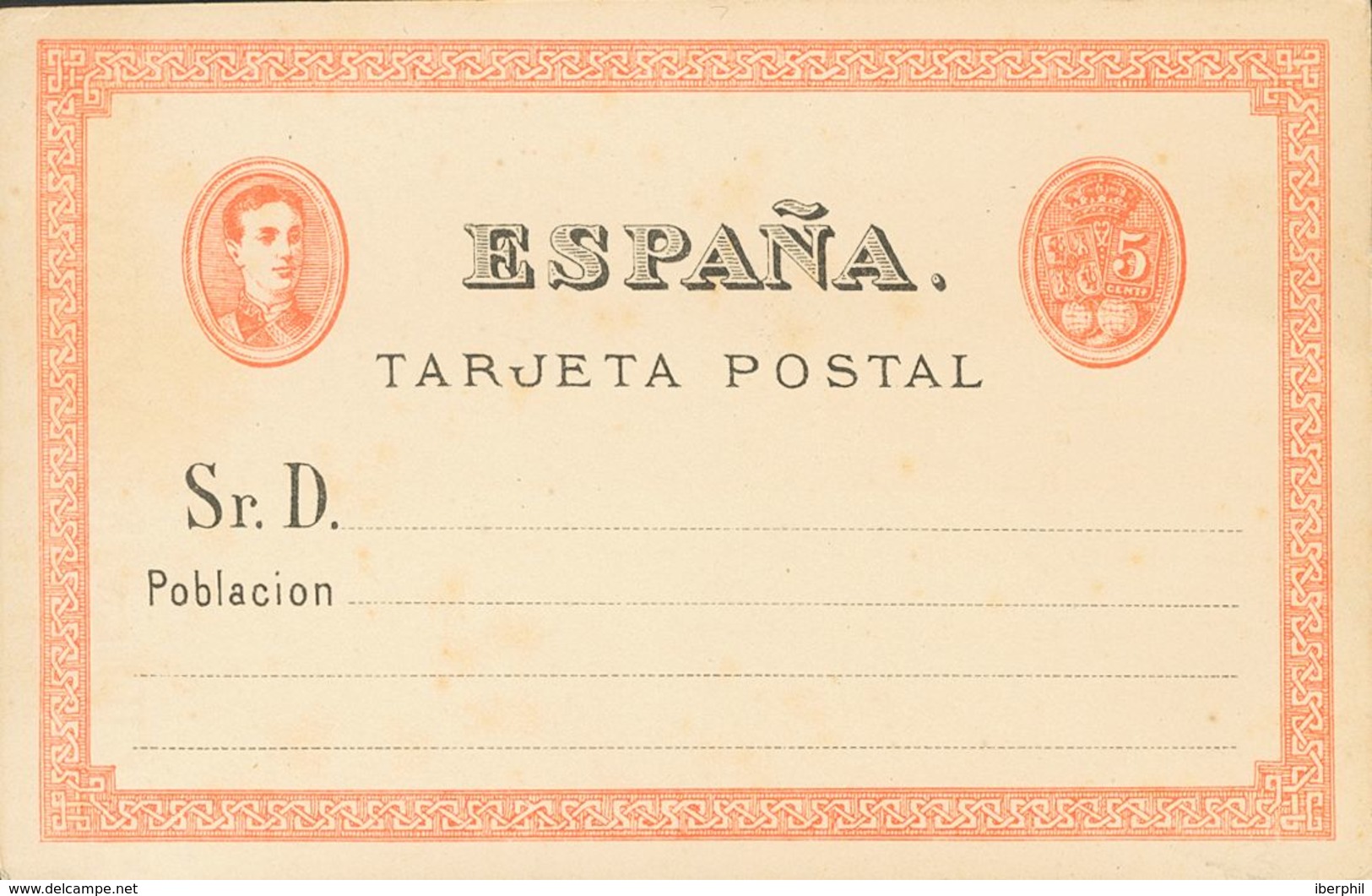 (*)NE2. 1875. 5 Cts Naranja Y Negro Sobre Tarjeta Entero Postal NO EMITIDA. MAGNIFICA. Edifil 2019: 61 Euros - Andere & Zonder Classificatie