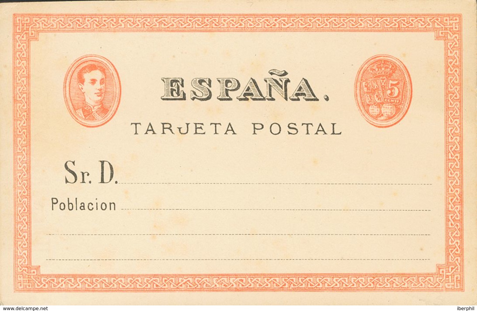 (*)NE2. 1875. 5 Cts Naranja Y Negro Sobre Tarjeta Entero Postal NO EMITIDA. MAGNIFICA. Edifil 2019: 61 Euros - Autres & Non Classés