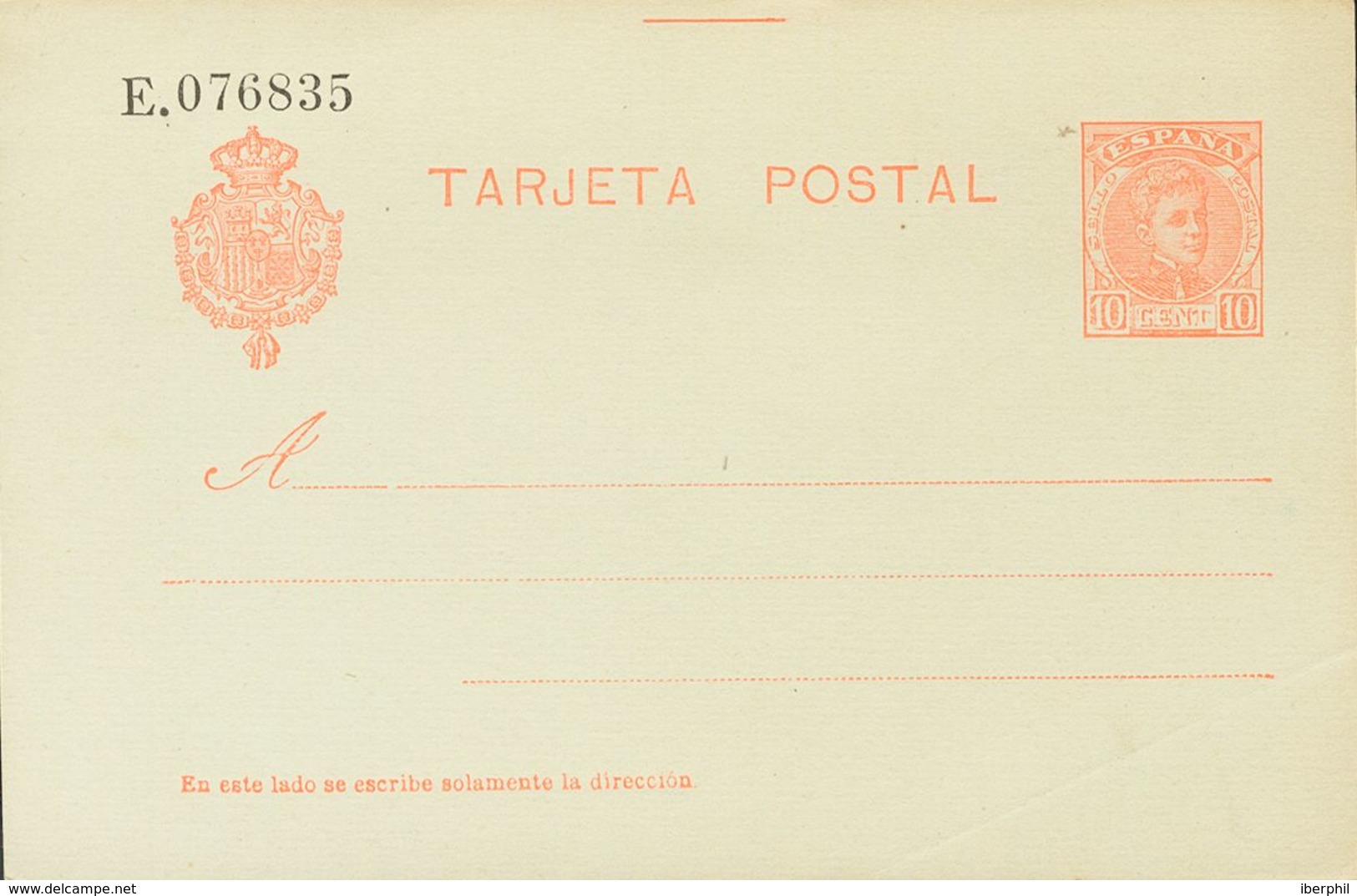 (*)EP45A. 1904. 10 Cts Naranja Sobre Azulado, Sobre Tarjeta Entero Postal. MAGNIFICA. Edifil 2017: 129 Euros - Autres & Non Classés