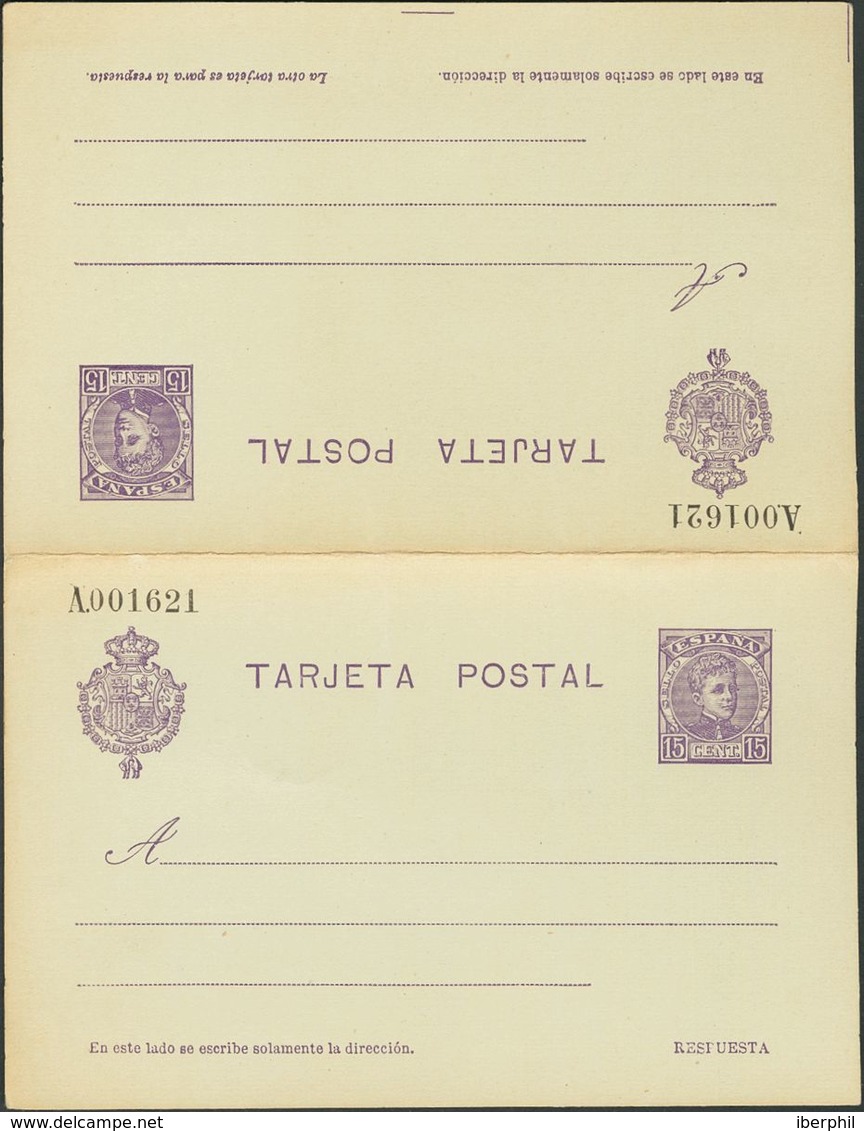 (*)EP46. 1904. 15 Cts + 15 Cts Violeta Sobre Tarjeta Entero Postal, De Ida Y Vuelta. MAGNIFICA. Edifil 2019: 70 Euros - Andere & Zonder Classificatie